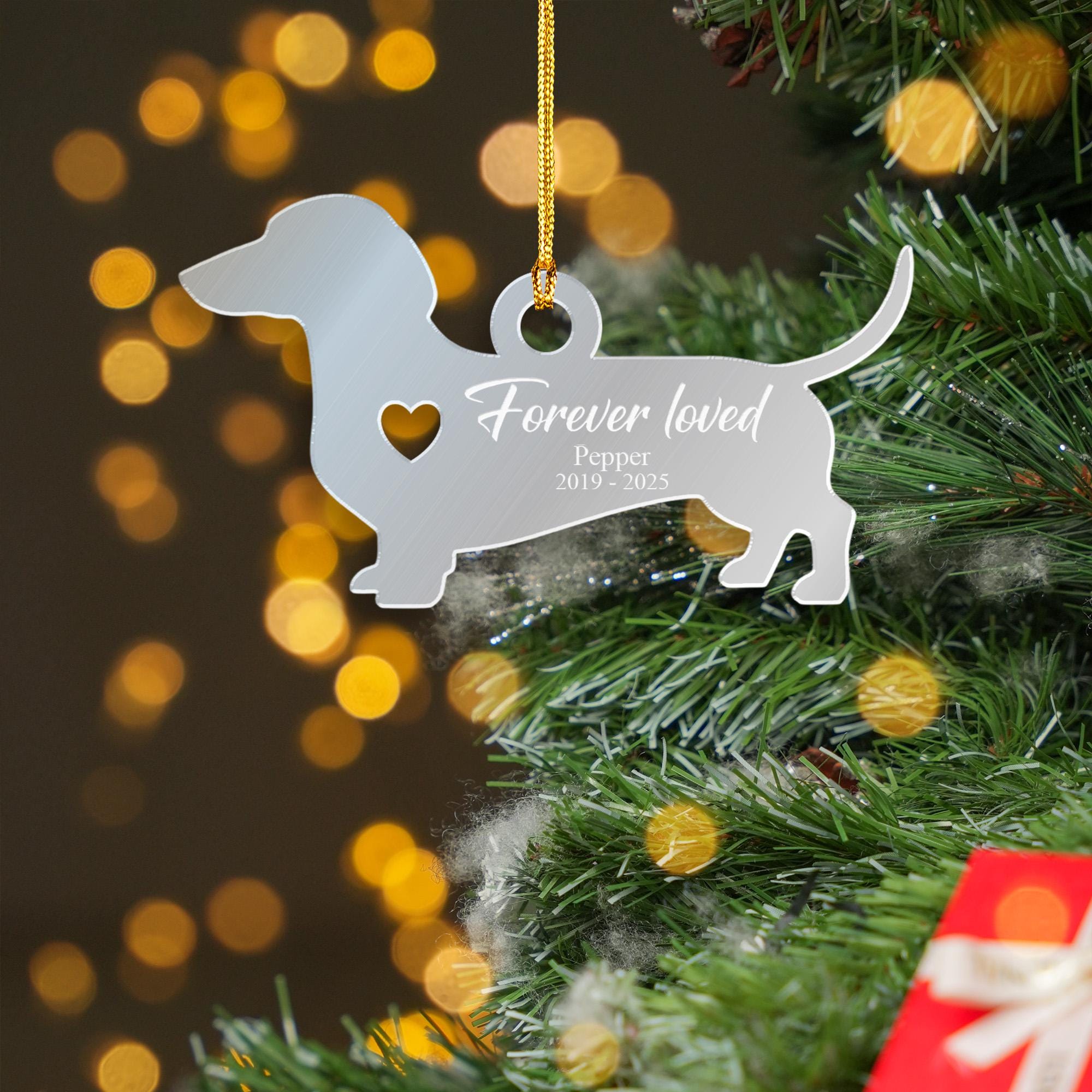Personalized Dachshund Acrylic Mirror Ornament — Pet Memorial Keepsake