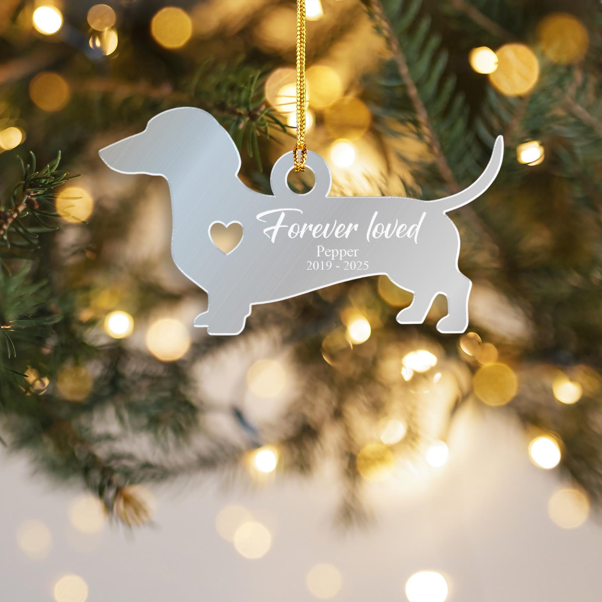 Personalized Dachshund Acrylic Mirror Ornament — Pet Memorial Keepsake
