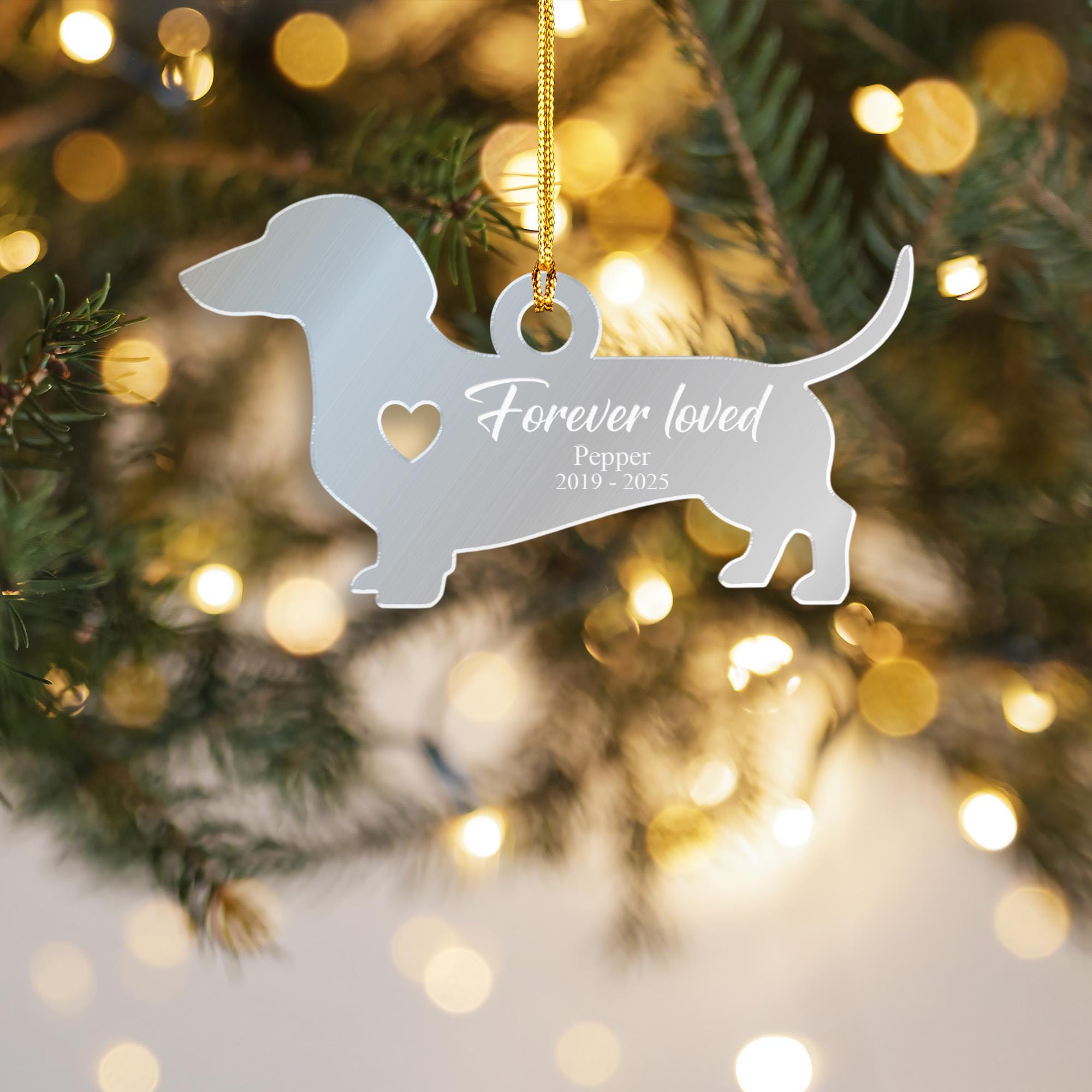 Personalized Dachshund Acrylic Mirror Ornament — Pet Memorial Keepsake