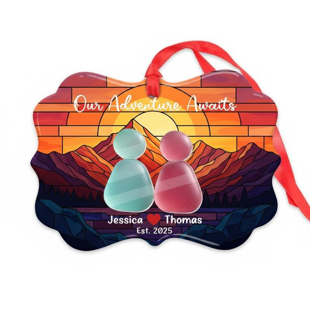 Personalized Couple's Adventure Ornament: Custom Names & Year Benelux Christmas Gift