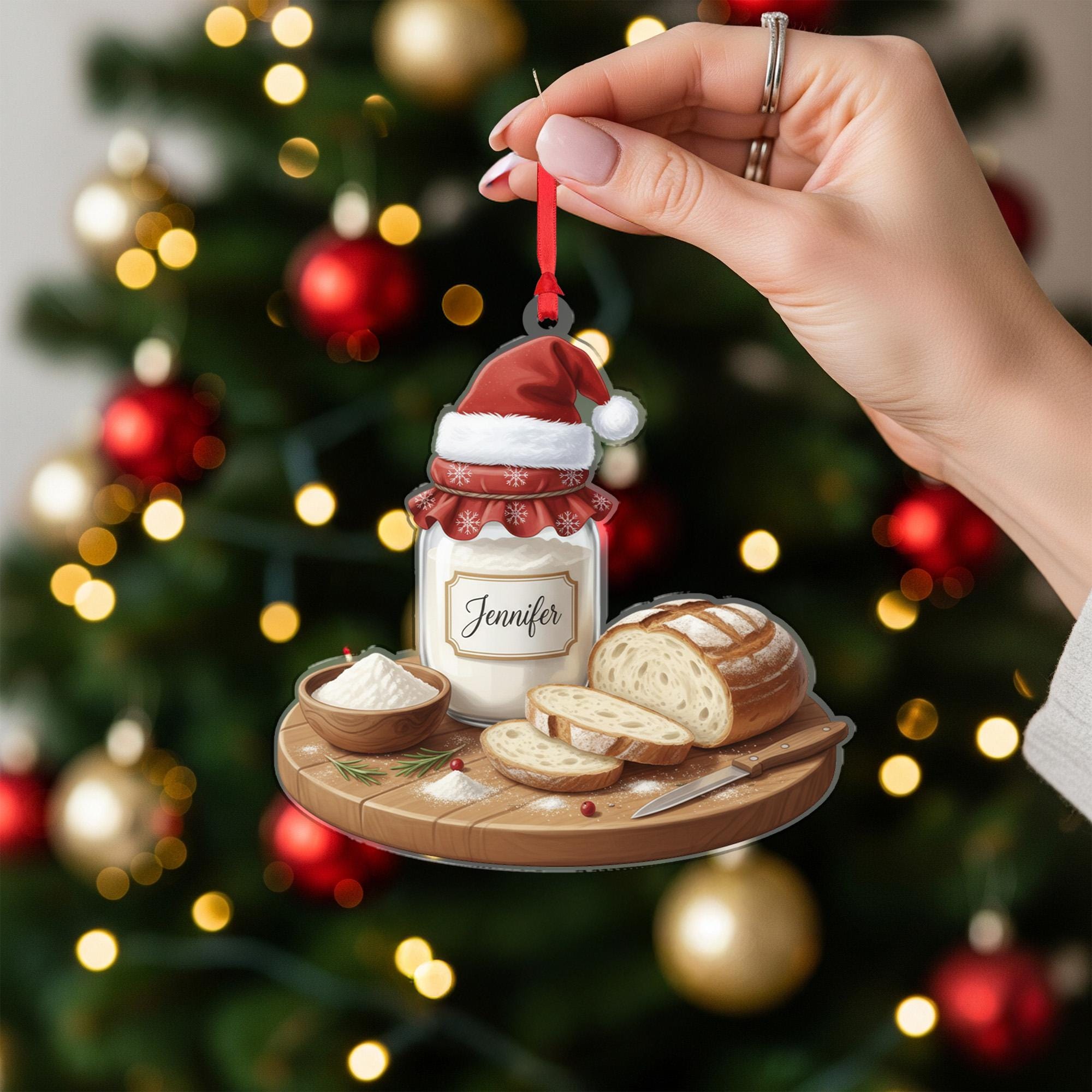 Personalized Sourdough Starter Jar Ornament - Baker Gift, Bread Christmas Decor