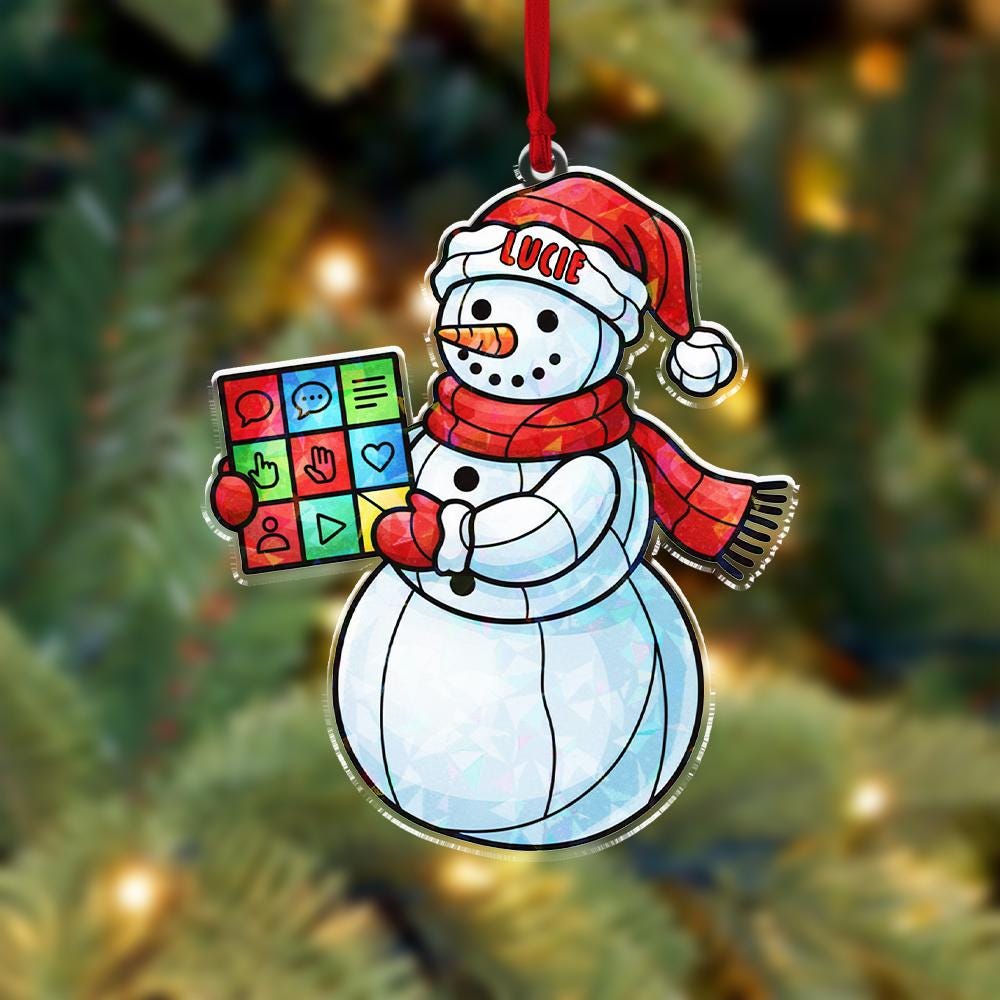 Personalized Snowman Ornament — Speech Language Pathologist Christmas Decoration