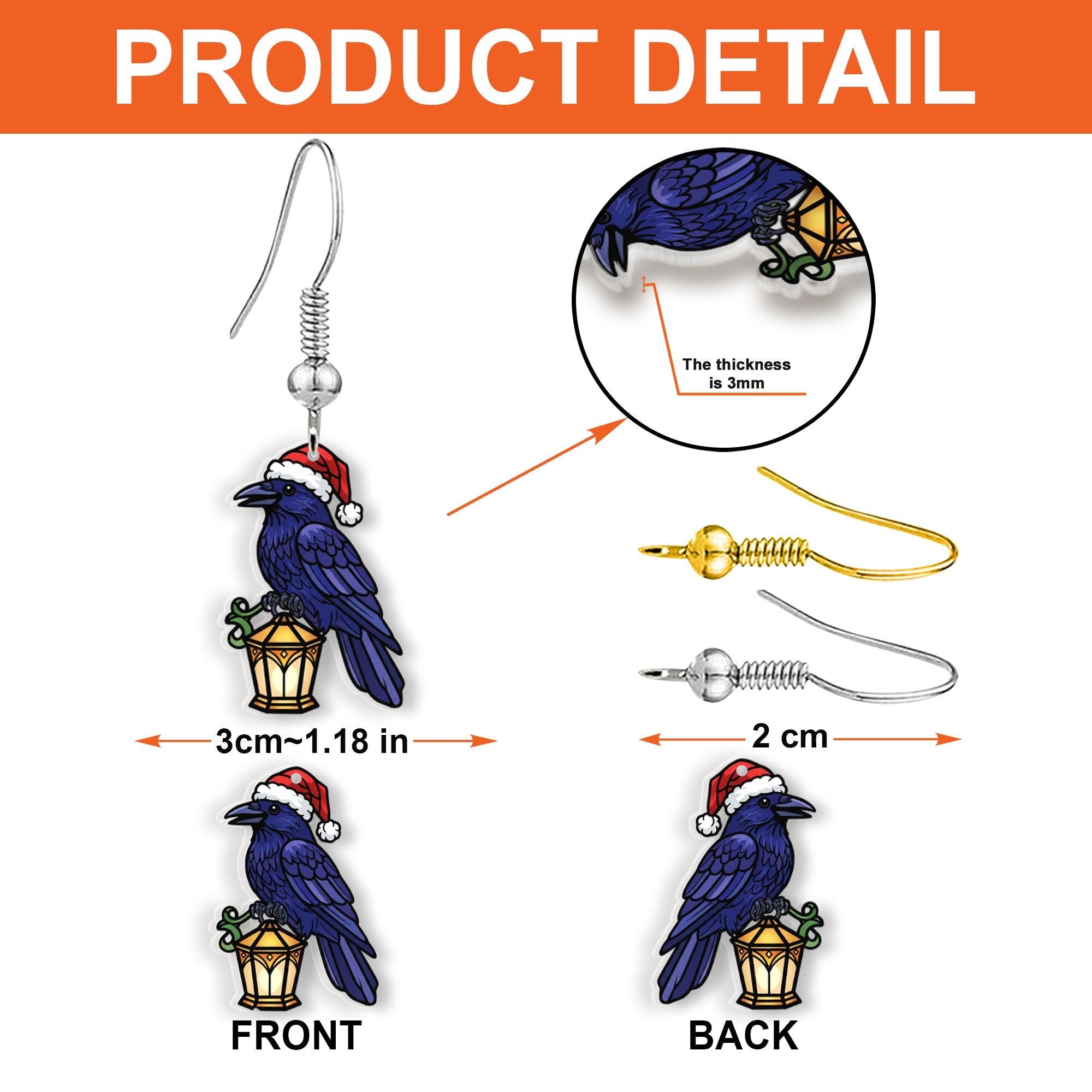 Christmas Raven Earrings | Gothic Holiday Crow Jewelry | Dark Winter Bird Earrings Gift