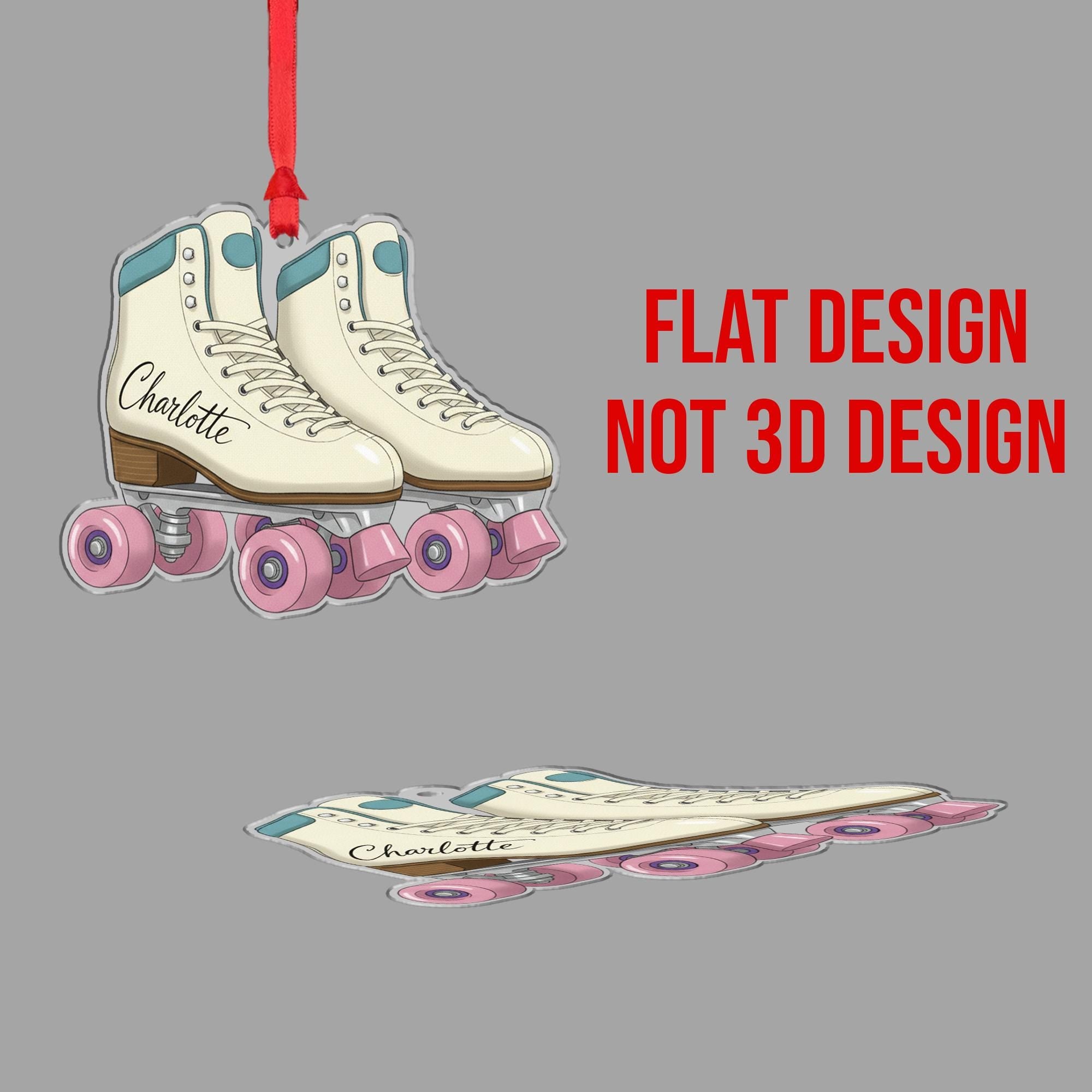 Personalized Roller Skate Ornament – Custom Name Christmas Tree Decoration, Retro Skating Acrylic Ornament