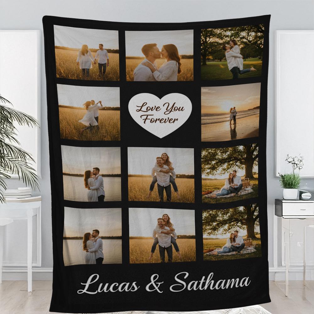 Personalized Couple Photo Blanket – Anniversary Gift for Him or Her