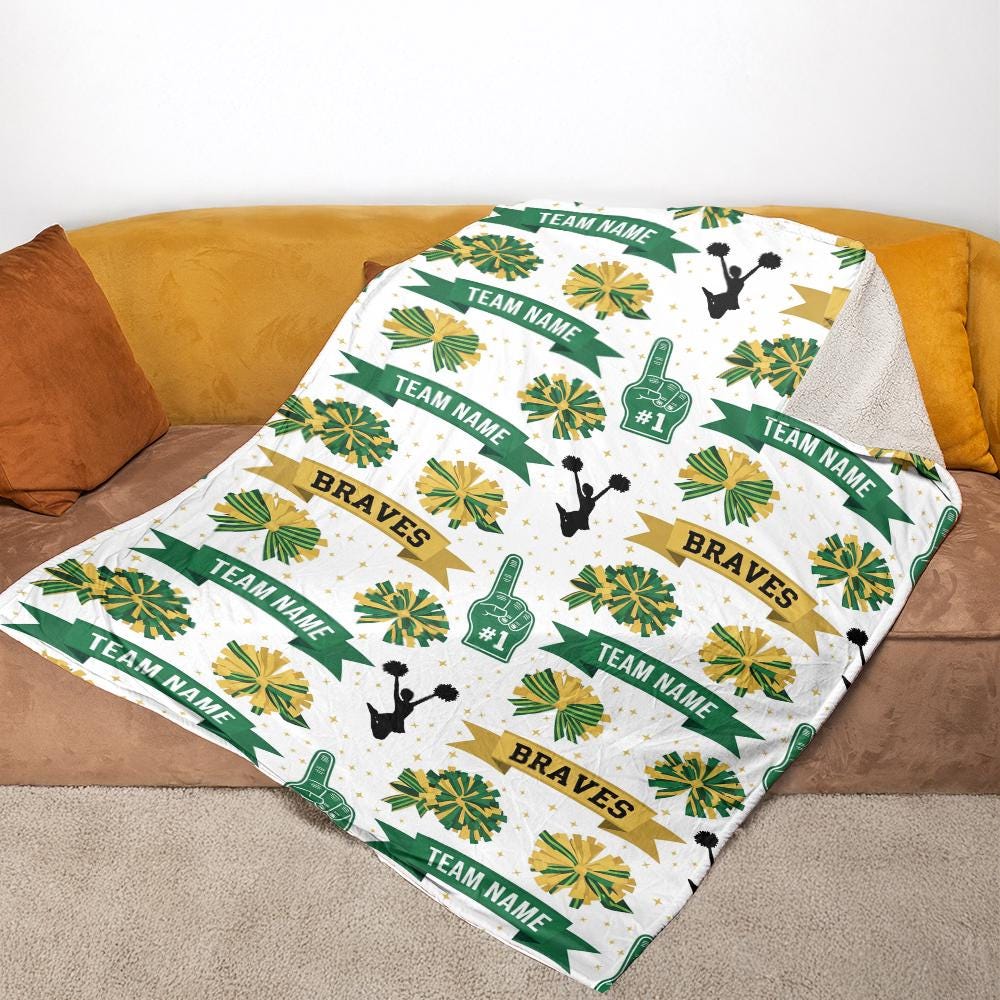 Custom Cheer Team Blanket: Personalized Pom Pom Spirit Gift