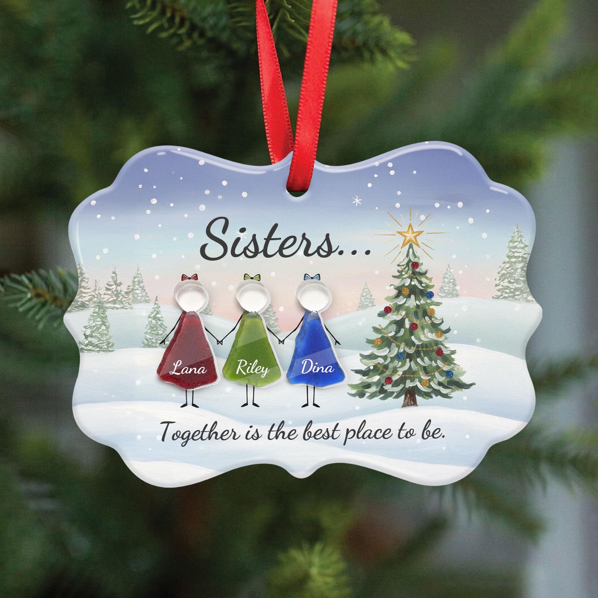 Personalized Sisters Ornament: Custom Friendship Keepsake with People Art