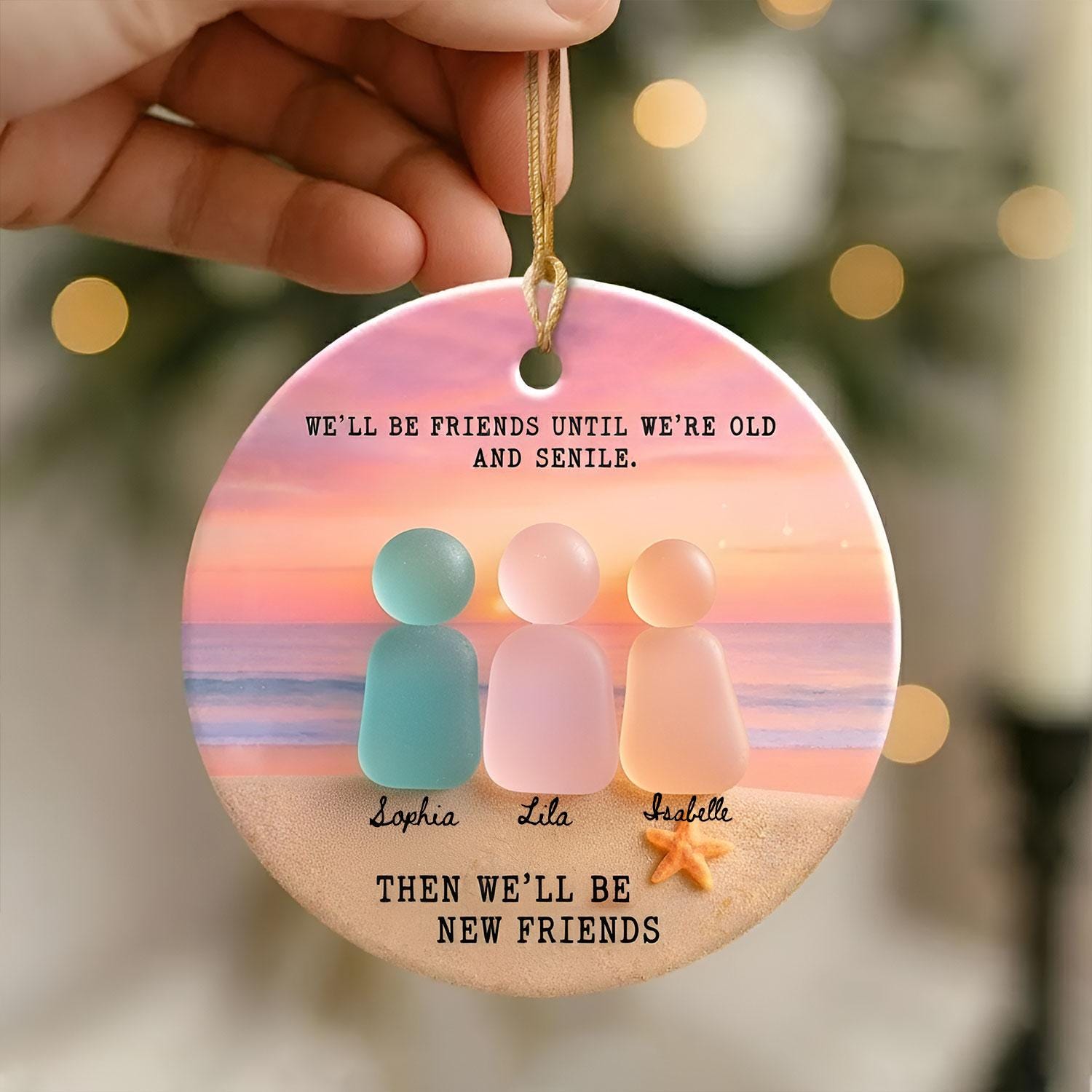 Personalized Friendship Sea Glass Beach Christmas Ornament: Funny Bestie Holiday Keepsake for Friends