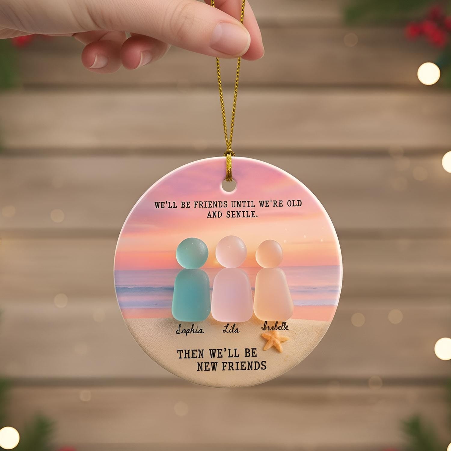 Personalized Friendship Sea Glass Beach Christmas Ornament: Funny Bestie Holiday Keepsake for Friends