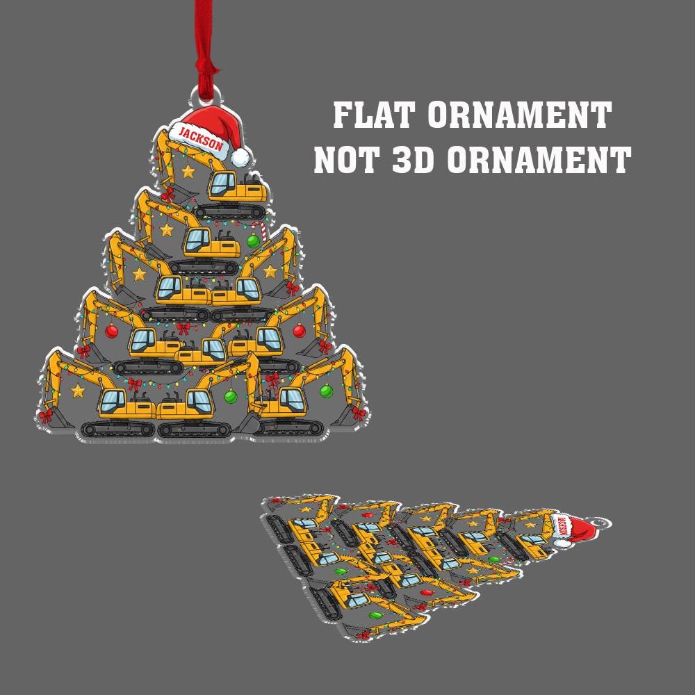 Personalized Excavator Christmas Tree Ornament - Construction Gift