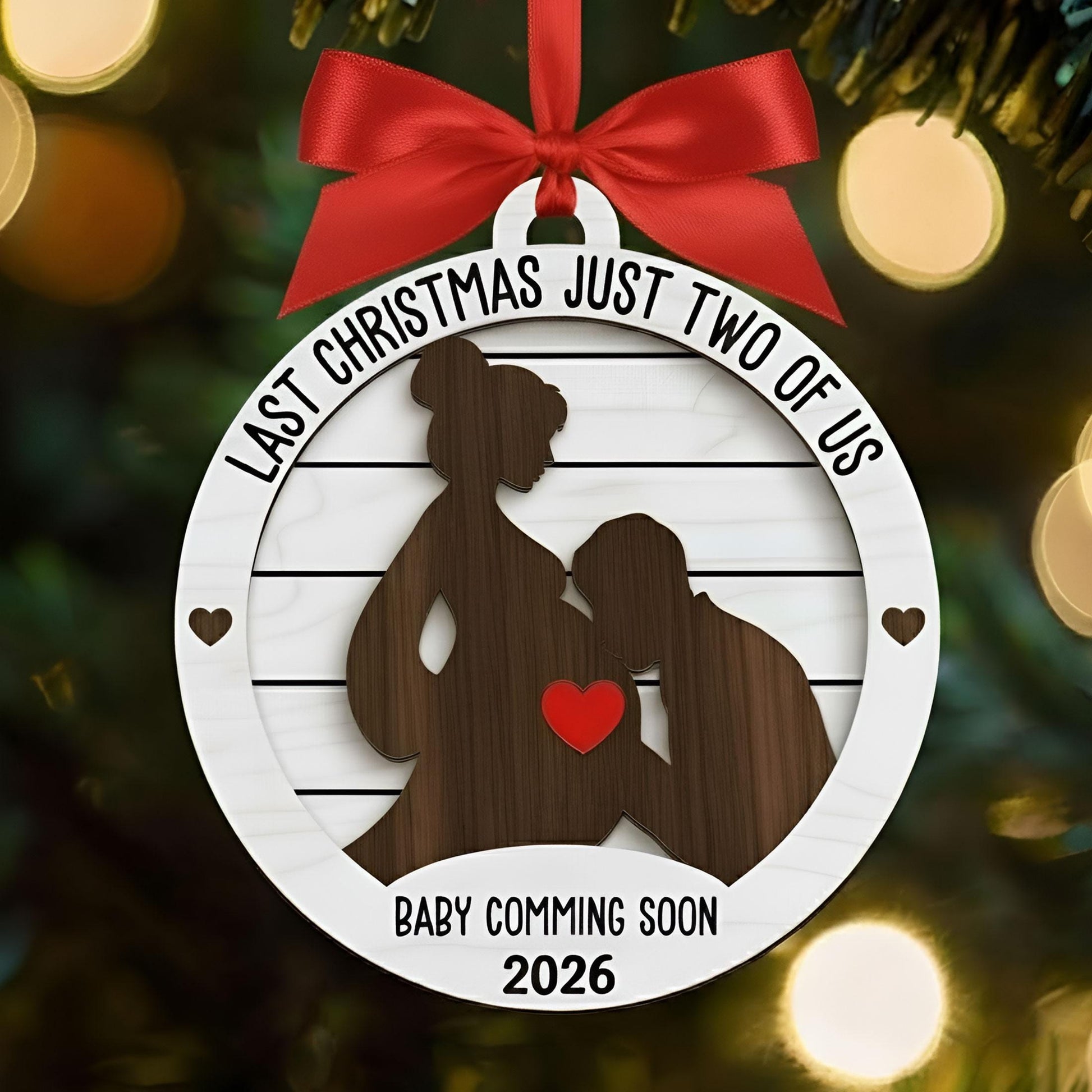 Custom Expecting Parents Ornament: Pregnancy Reveal Christmas Keepsake, Personalized Baby Coming Soon 2026 Gift