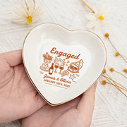 Personalized Engaged Jewelry Dish – Custom Name Ring Tray for Couples, Engagement Gift Keepsake