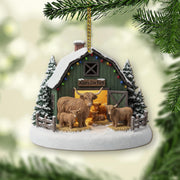 Personalized Cow Farm Christmas Ornament – Rustic Barn Holiday Decor