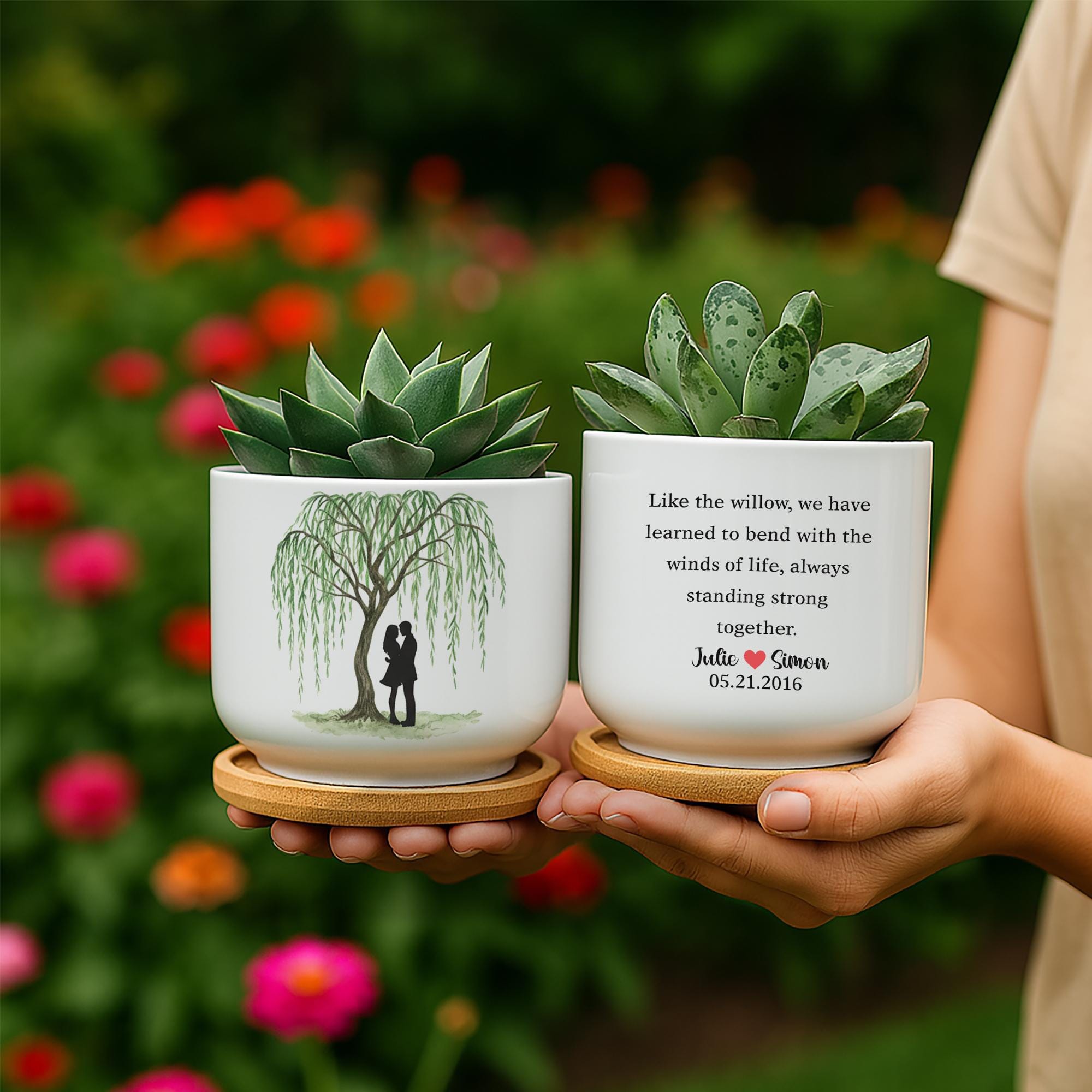 Personalized Ceramic Willow Plant Pot Anniversary