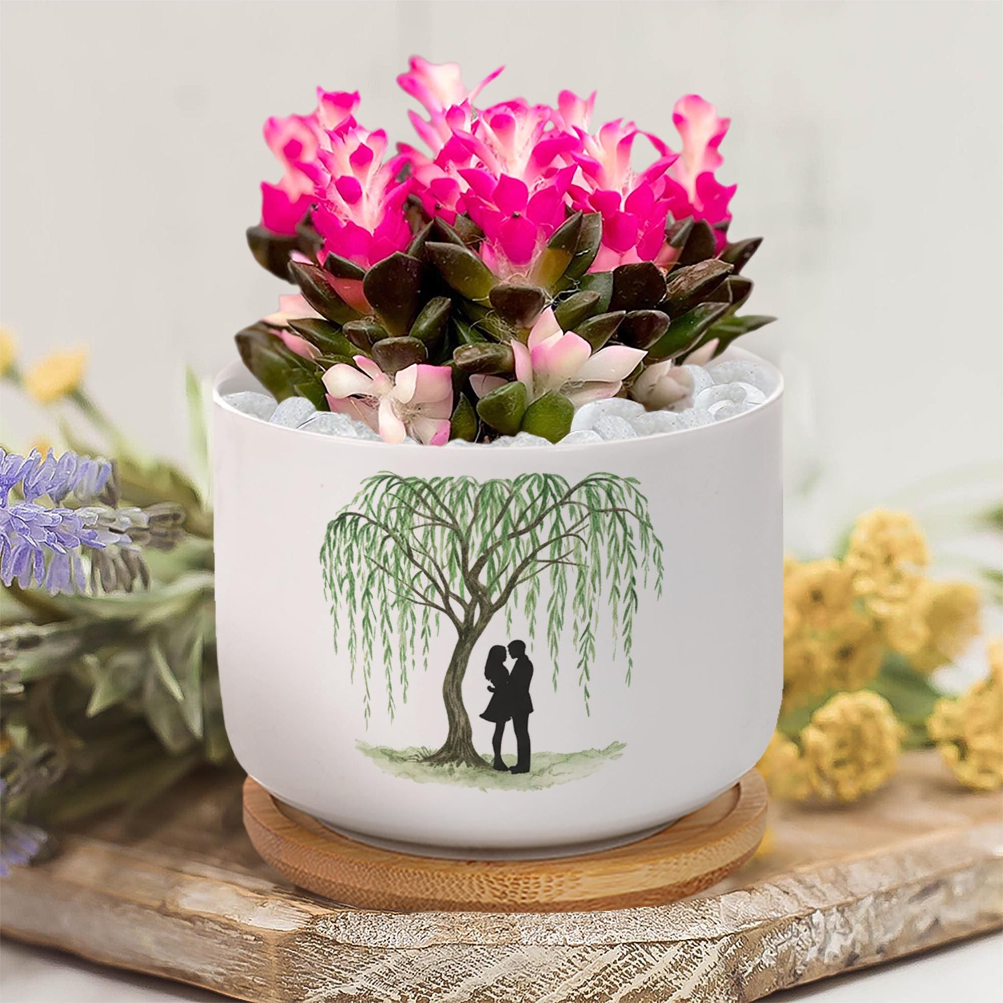 Personalized Ceramic Willow Plant Pot Anniversary