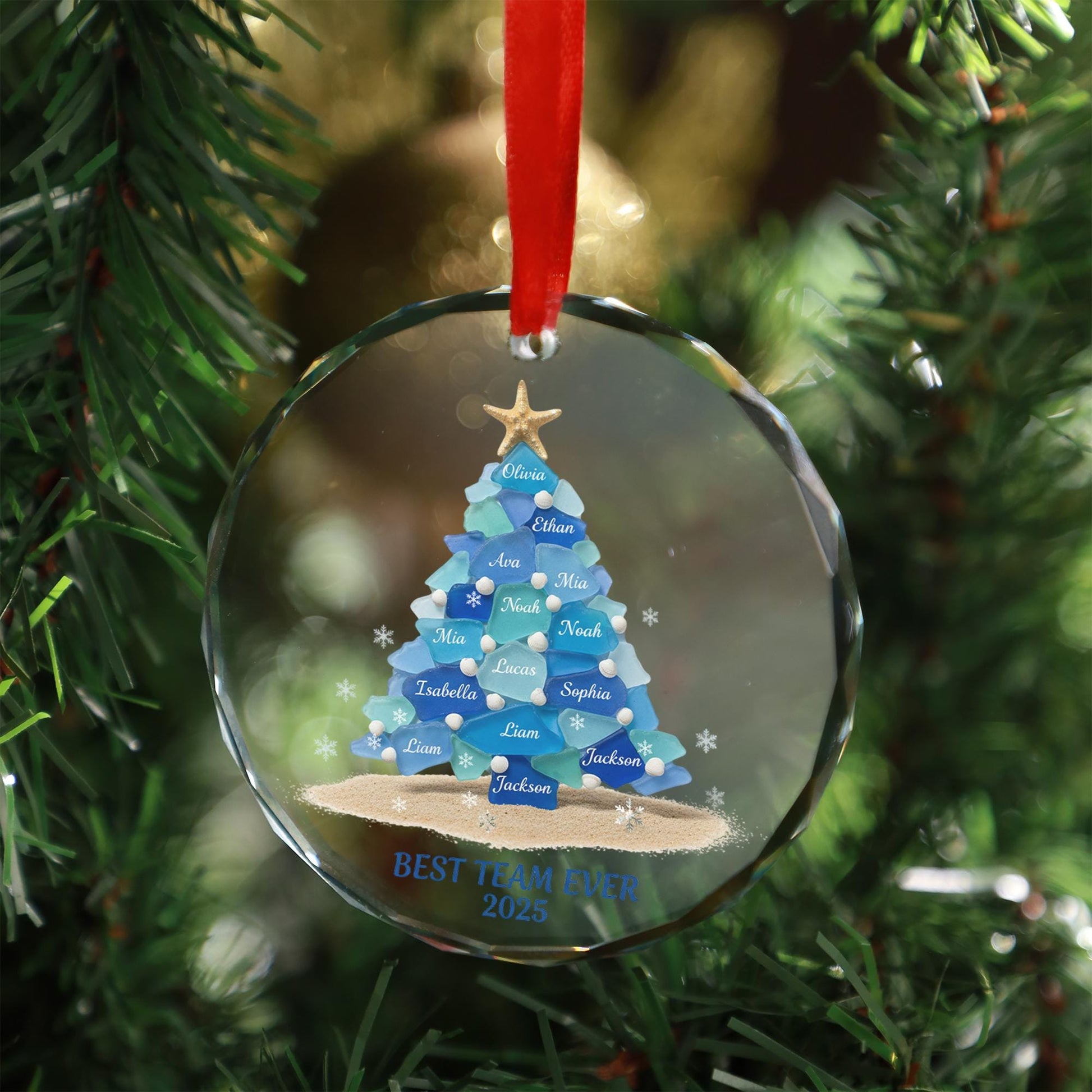 Personalized Glass Christmas Ornament – Custom Names Holiday Keepsake, Team Gift 2025