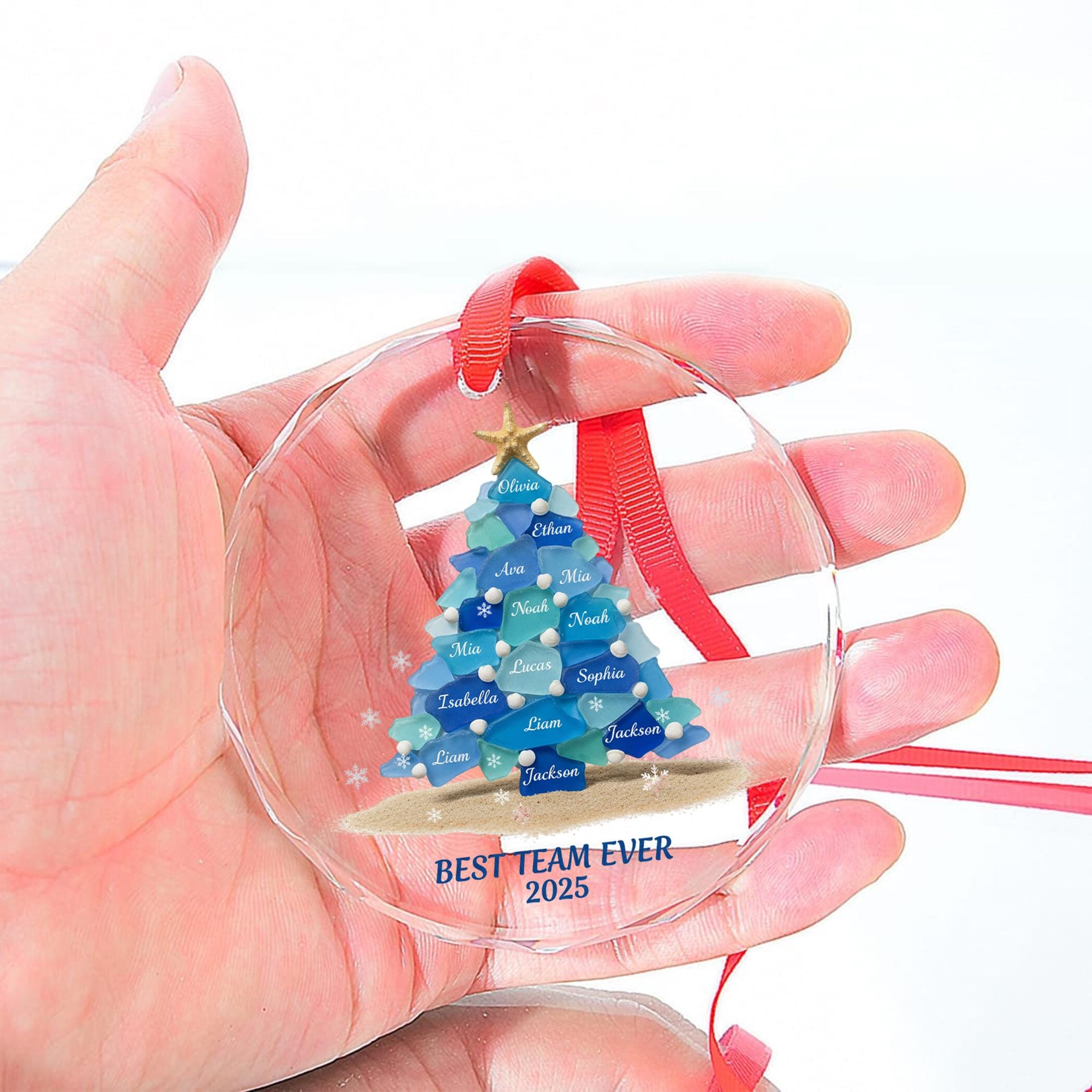 Personalized Glass Christmas Ornament – Custom Names Holiday Keepsake, Team Gift 2025