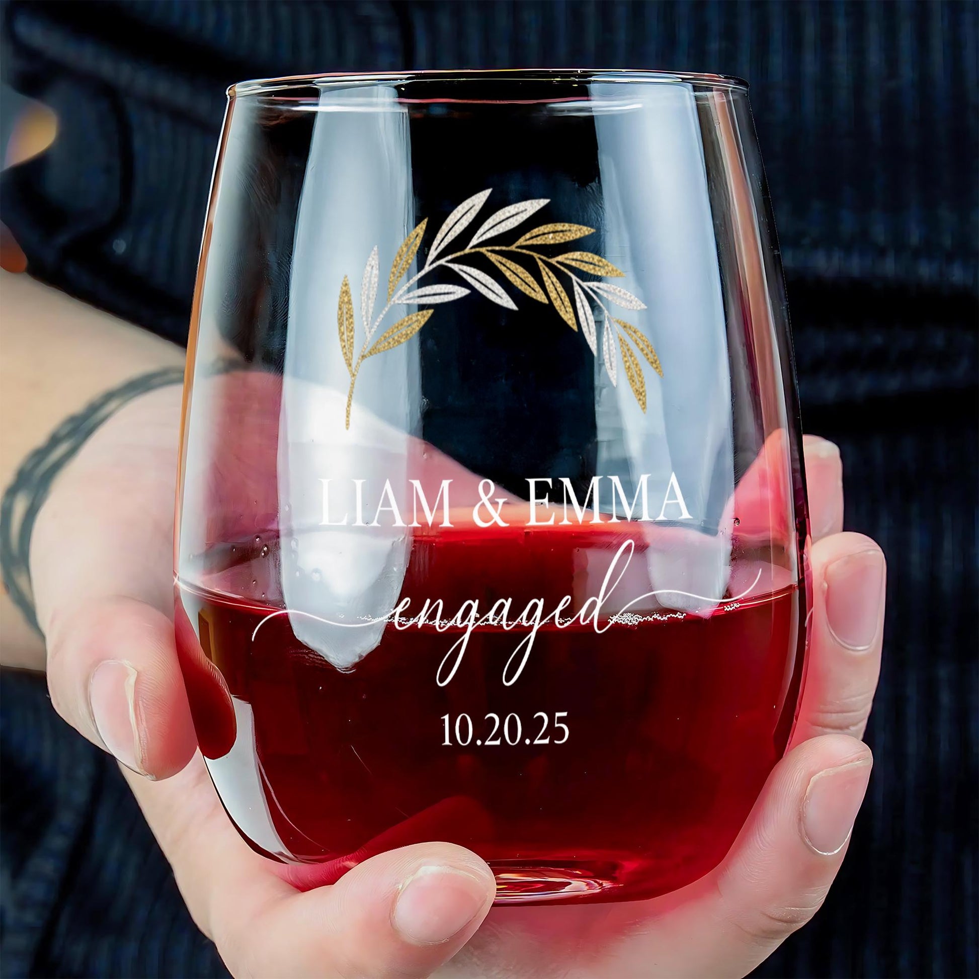Personalized Engagement Wine Glass: Custom Couple Gift