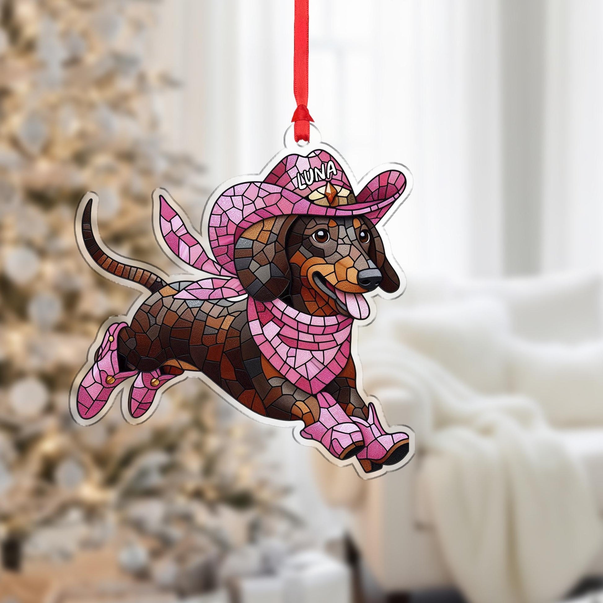 Cowboy Dachshund Ornament – Personalized Dog Christmas Decoration
