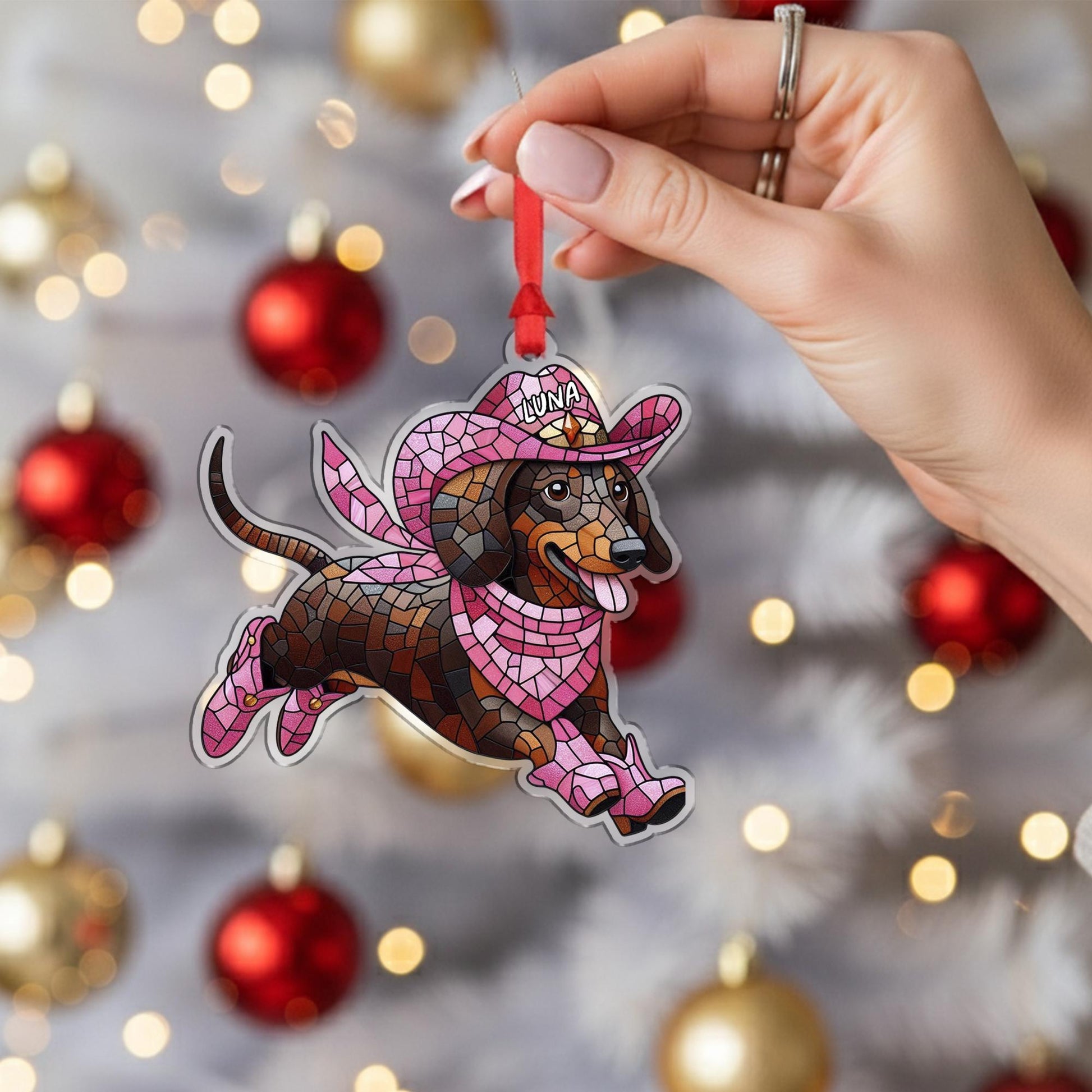 Cowboy Dachshund Ornament – Personalized Dog Christmas Decoration