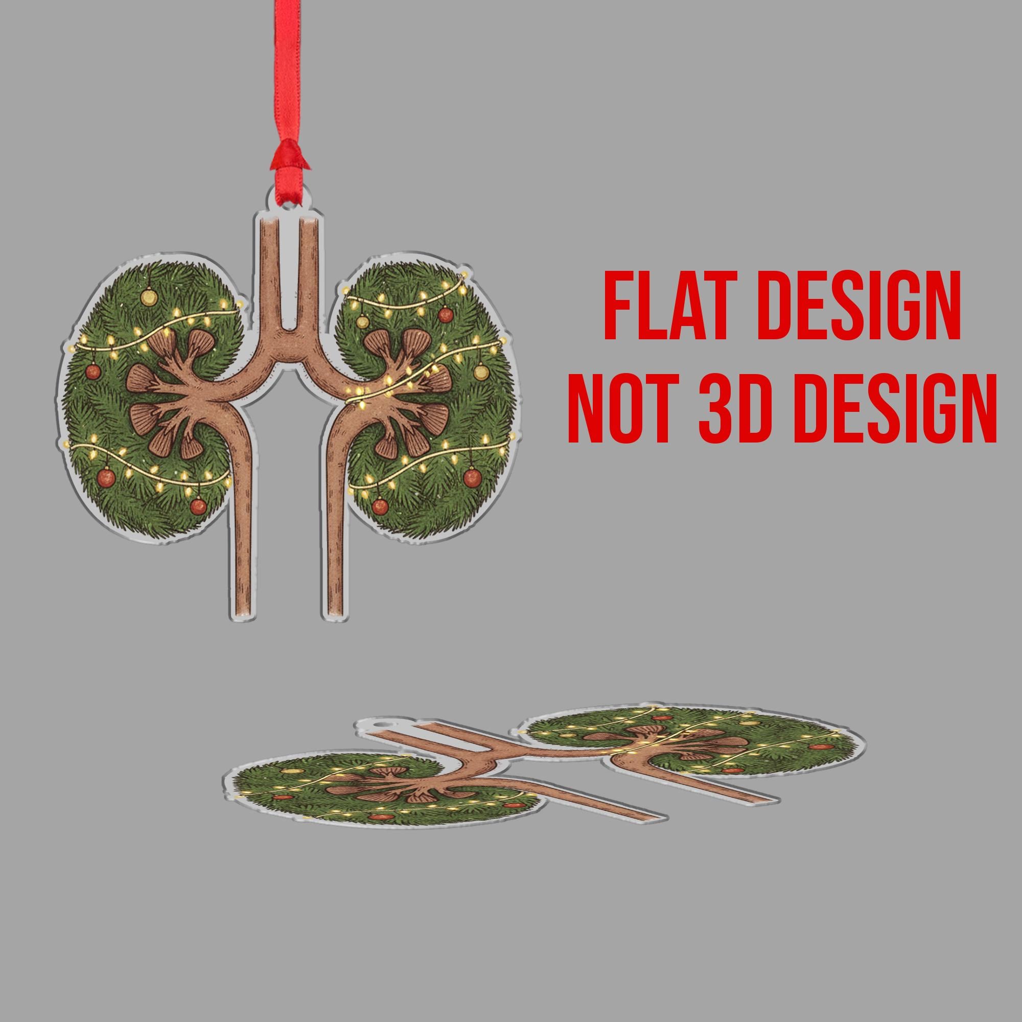 Christmas Kidneys Ornament – Medical Tree Decoration for Nurse, Doctor, Nephrologist