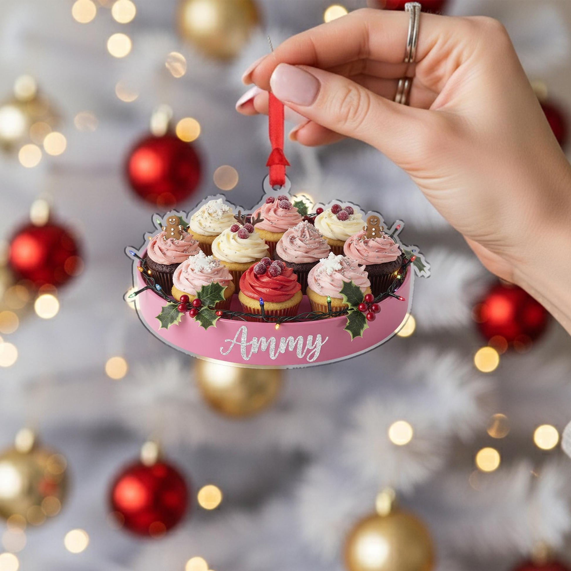 Personalized Cupcake Christmas Ornament – Holiday Tree Decoration with Frosted Desserts