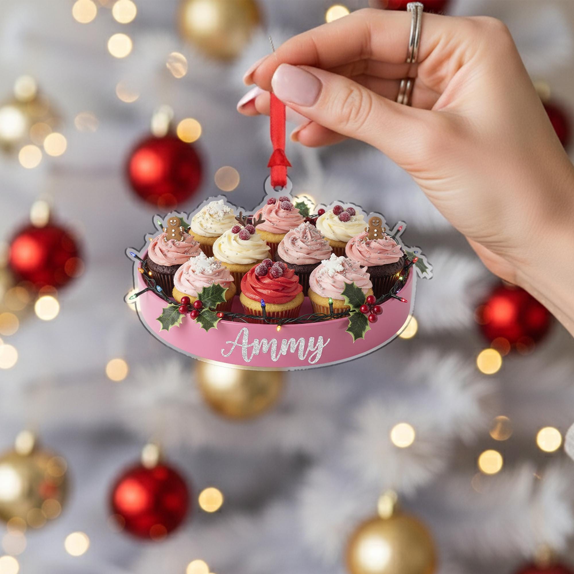 Personalized Cupcake Christmas Ornament – Holiday Tree Decoration with Frosted Desserts