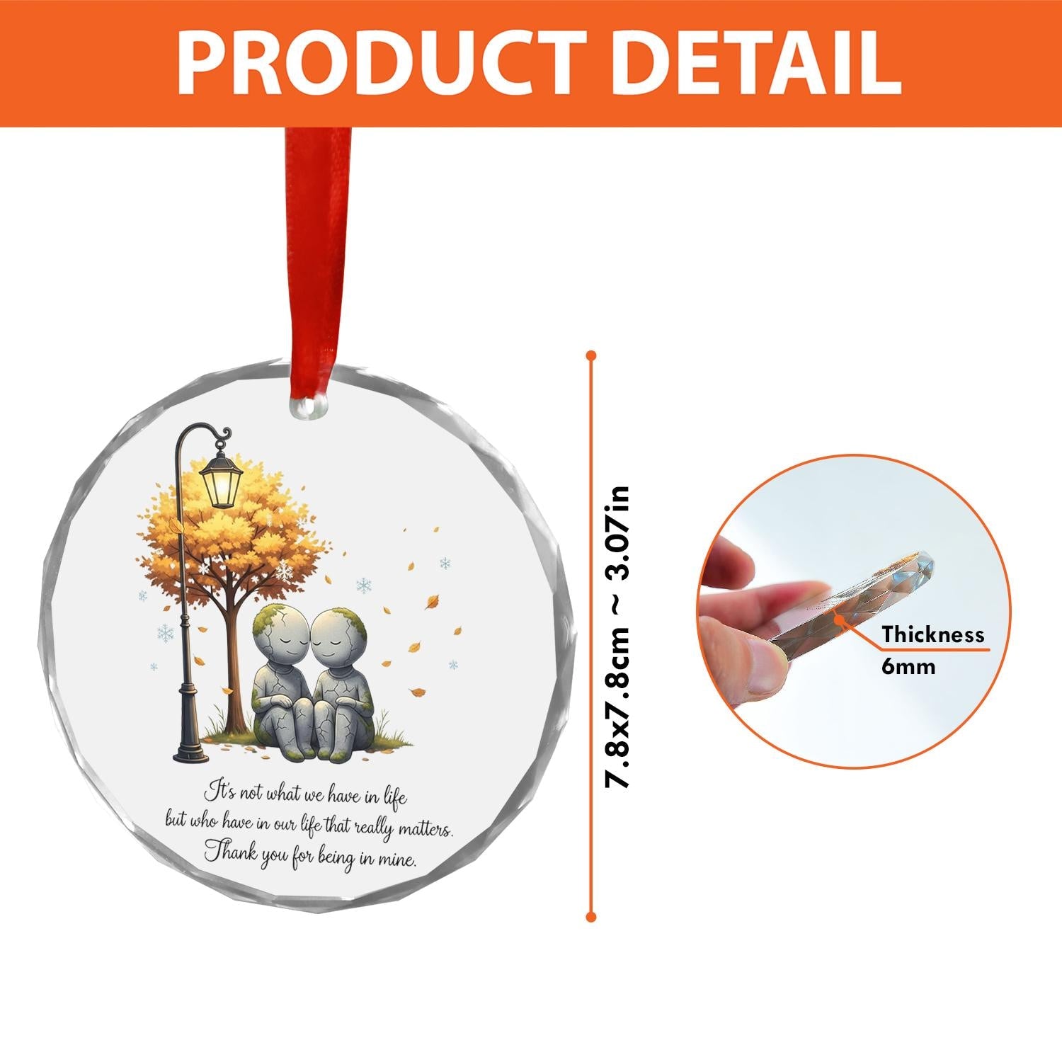 Couple Glass Ornament – Romantic Quote Keepsake, Personalized Anniversary Gift