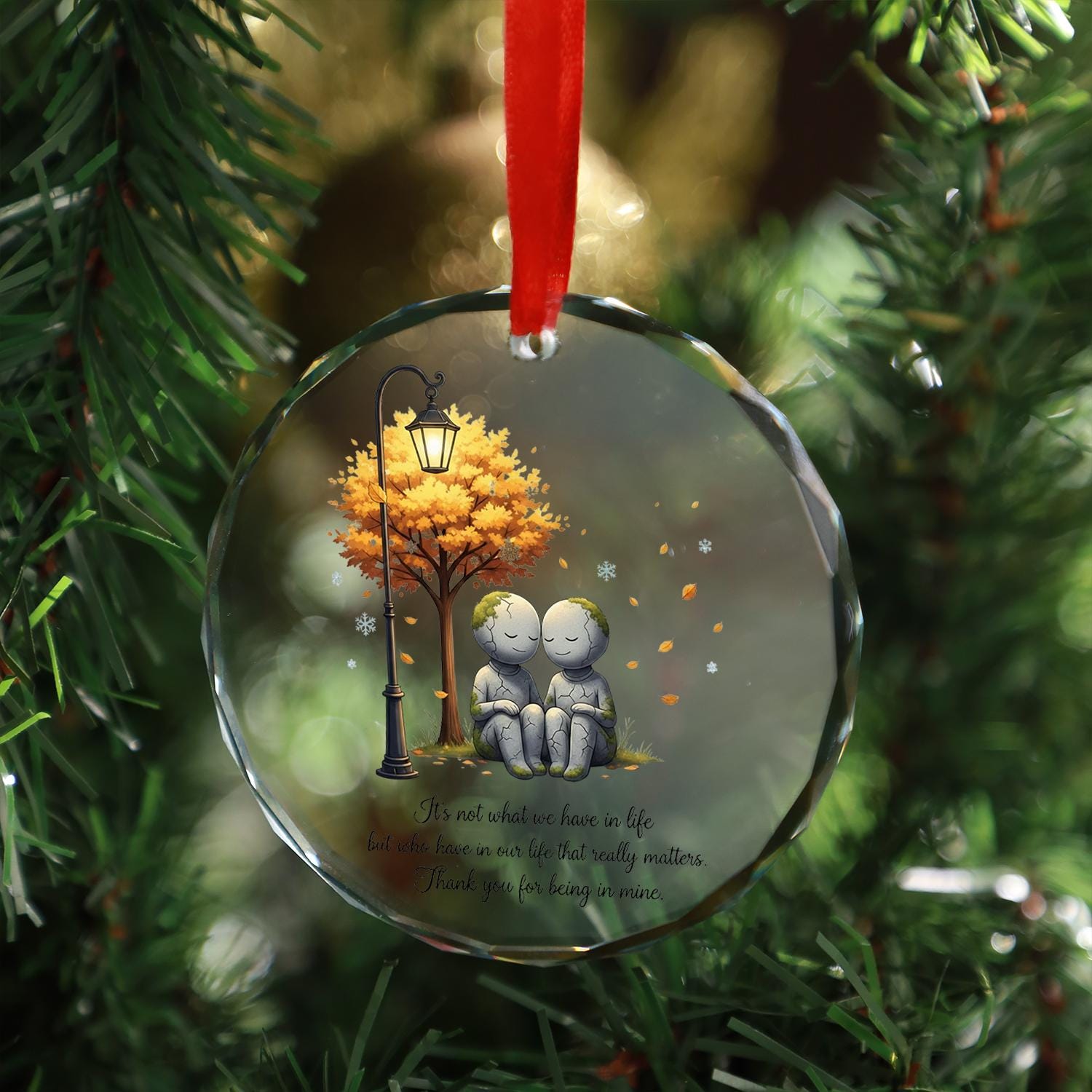 Couple Glass Ornament – Romantic Quote Keepsake, Personalized Anniversary Gift