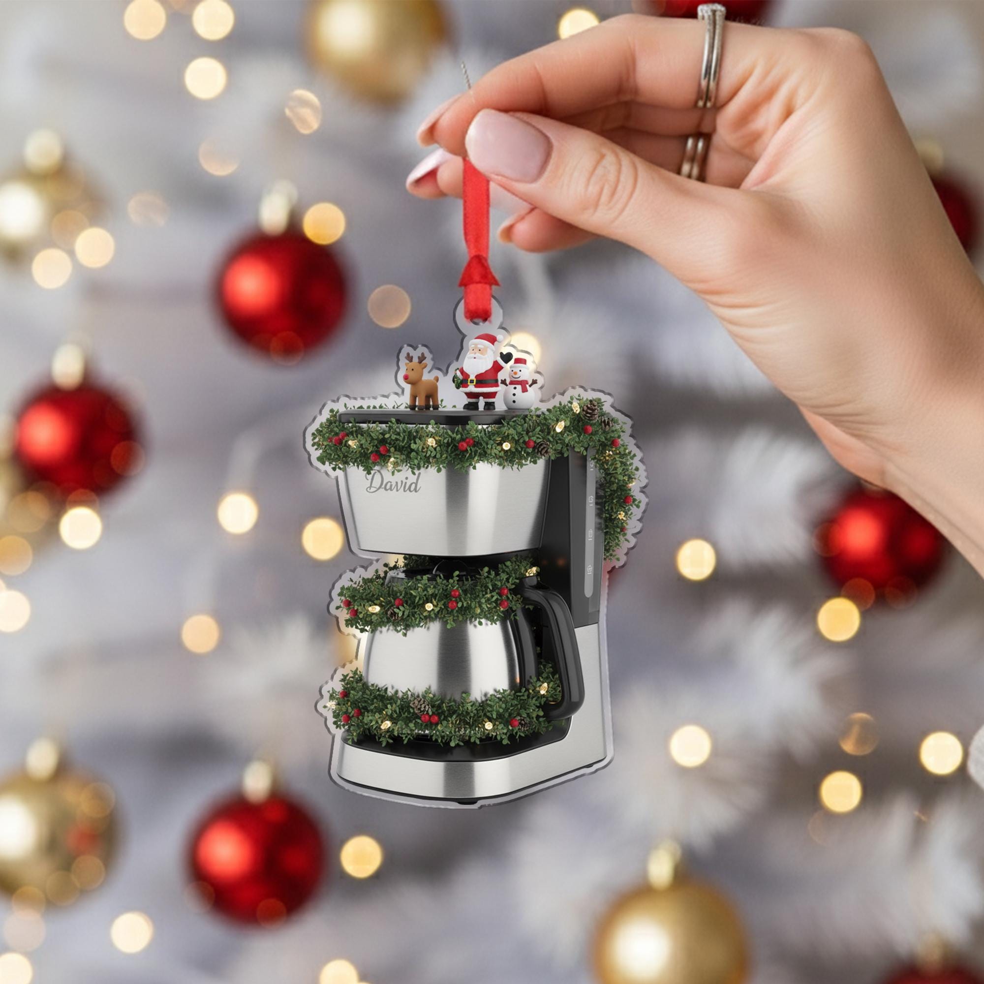Personalized Coffee Maker Ornament – Kitchen Appliance Christmas Decoration