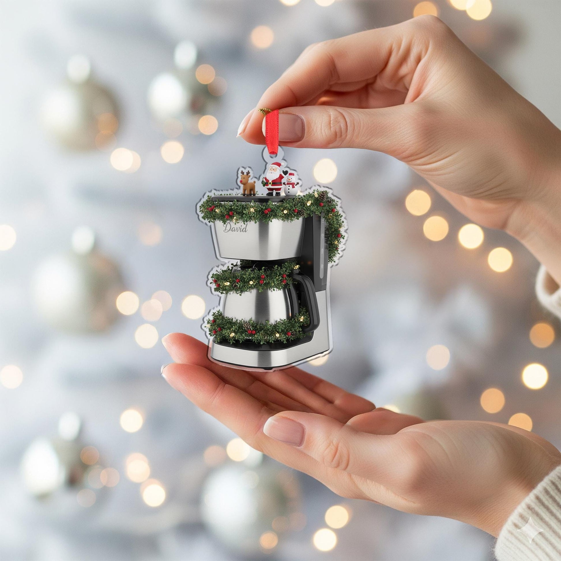 Personalized Coffee Maker Ornament – Kitchen Appliance Christmas Decoration