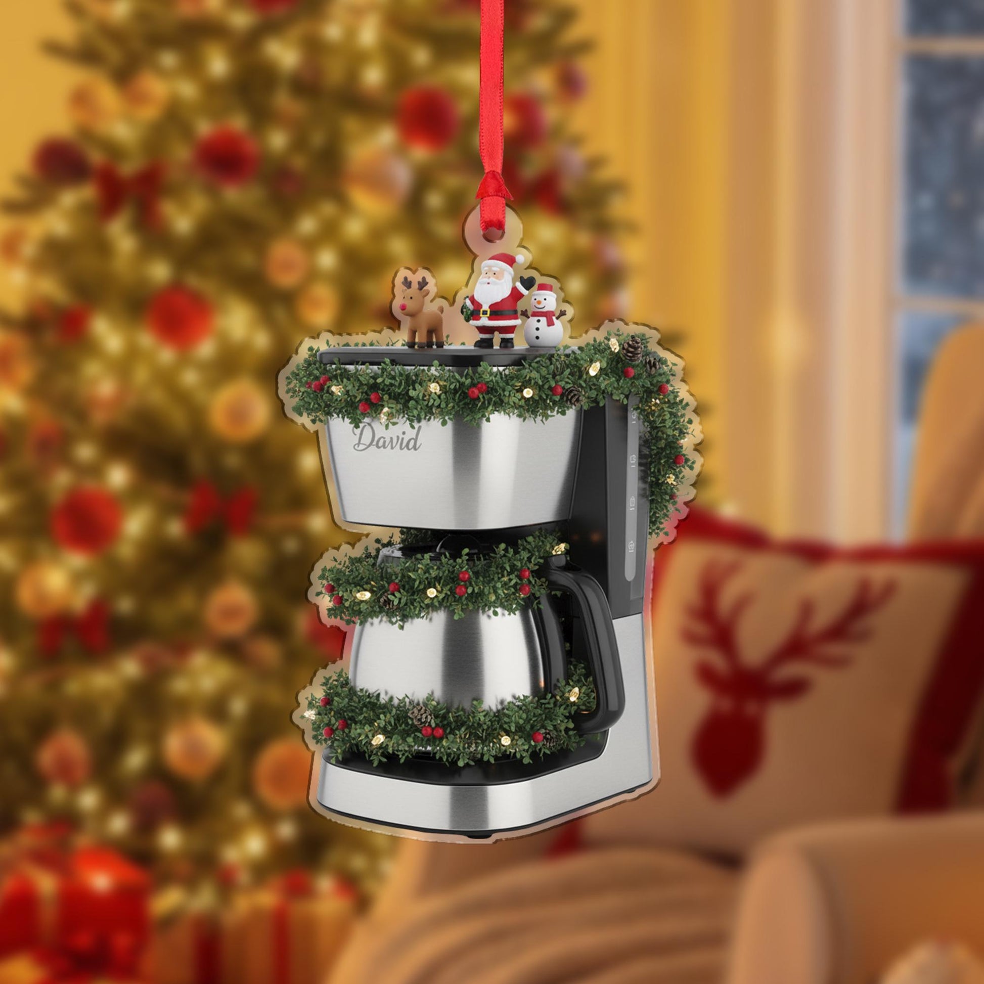 Personalized Coffee Maker Ornament – Kitchen Appliance Christmas Decoration