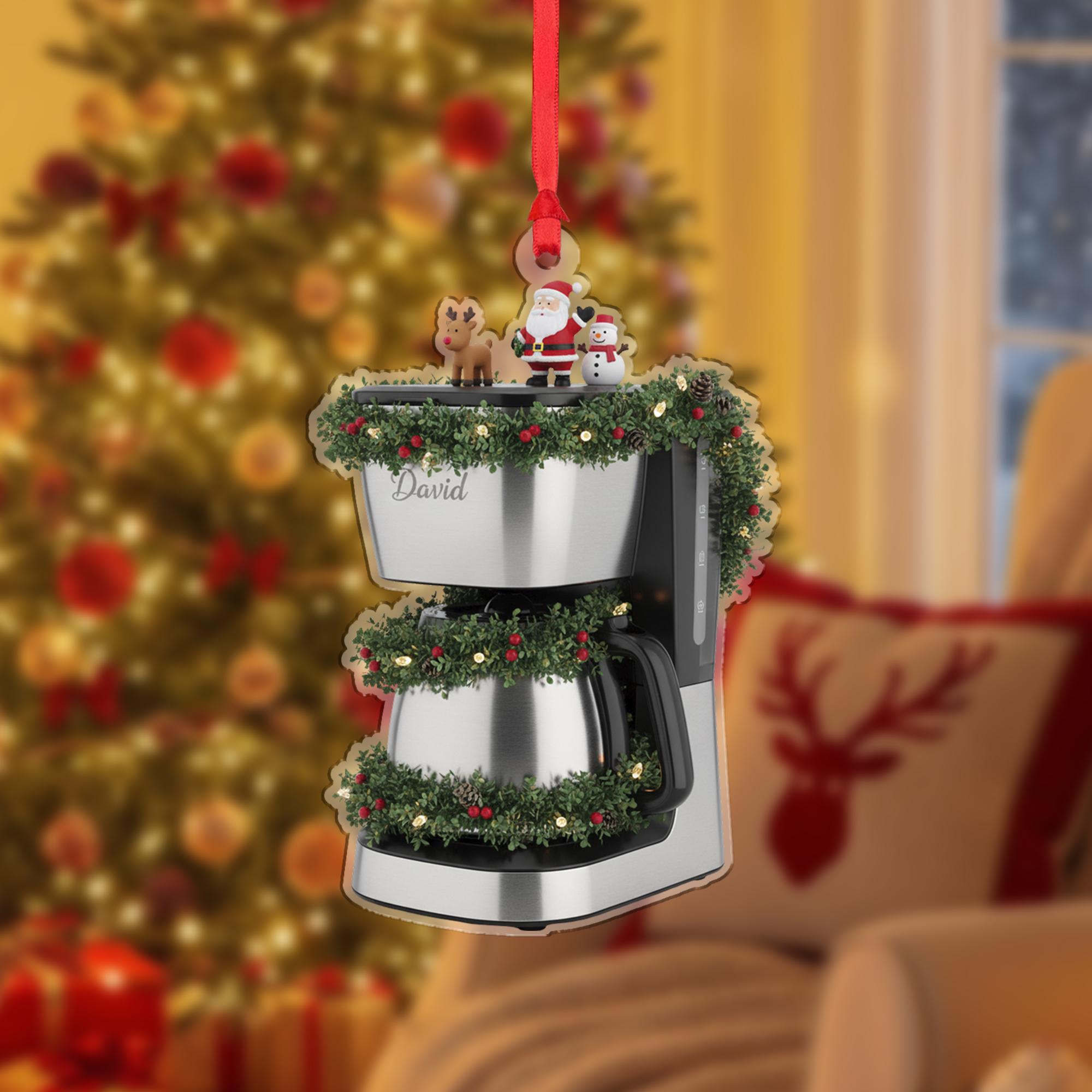 Personalized Coffee Maker Ornament – Kitchen Appliance Christmas Decoration