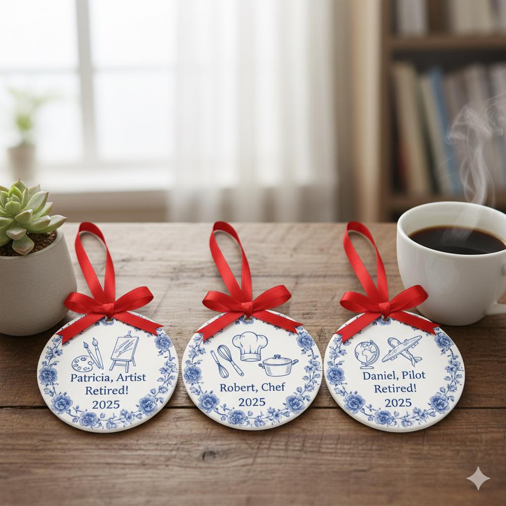 Personalized Retirement Ornament – Custom Career Ceramic Keepsake
