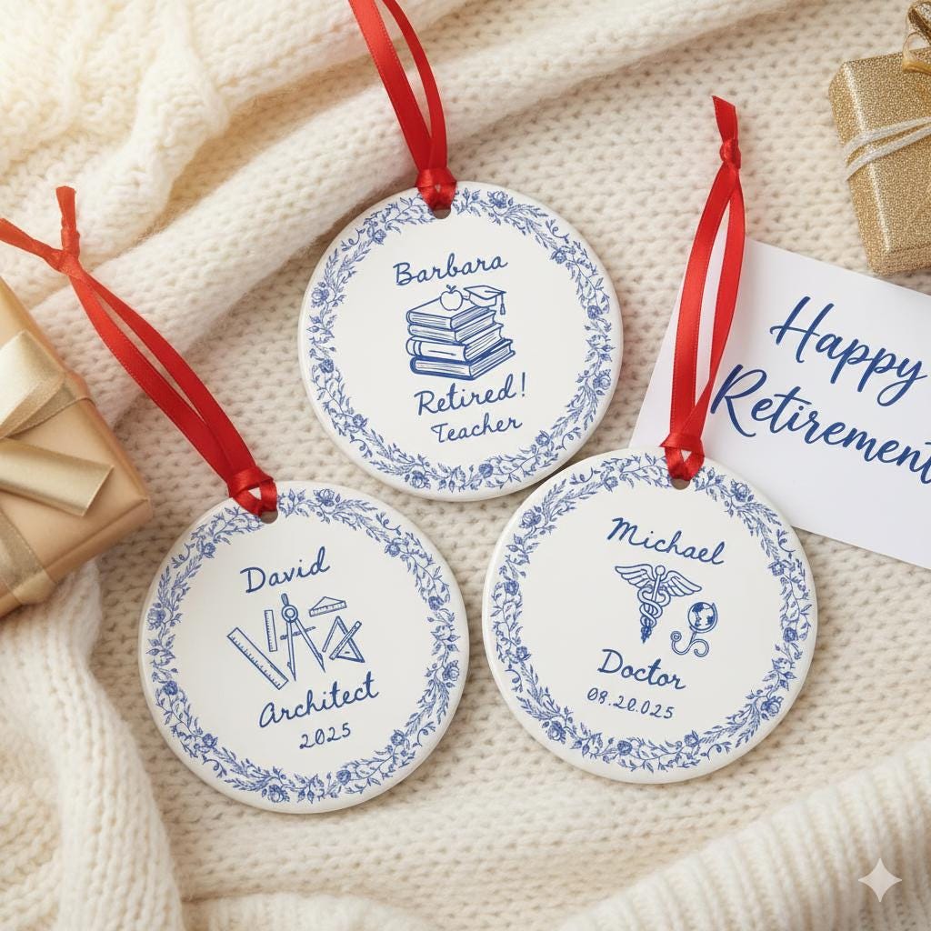 Personalized Retirement Ornament – Custom Career Ceramic Keepsake