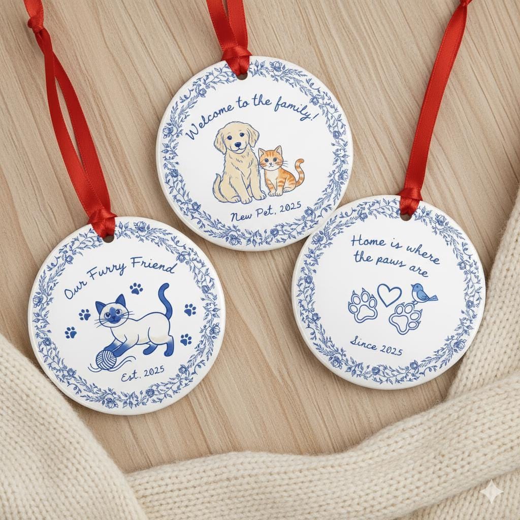 Personalized Pet Ornament – Custom Ceramic New Family Member Keepsake