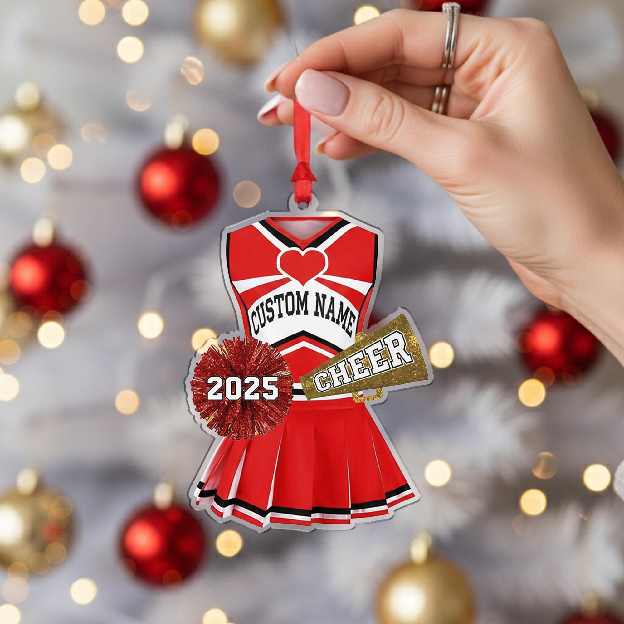 Personalized Cheerleader Ornament: Custom Acrylic Uniform, Megaphone Design