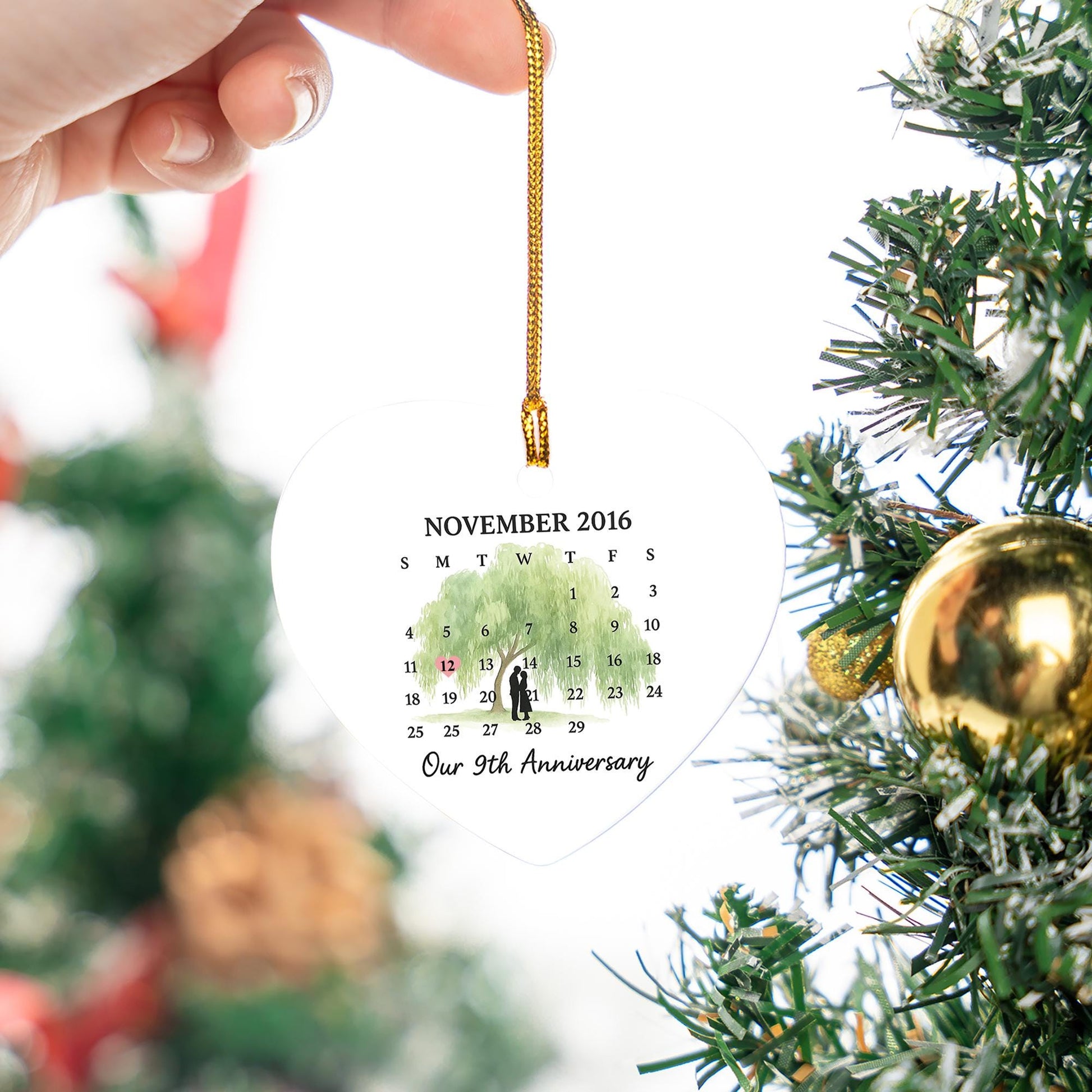 Willow Tree Anniversary Ornament – Personalized Heart Ceramic Keepsake Gift