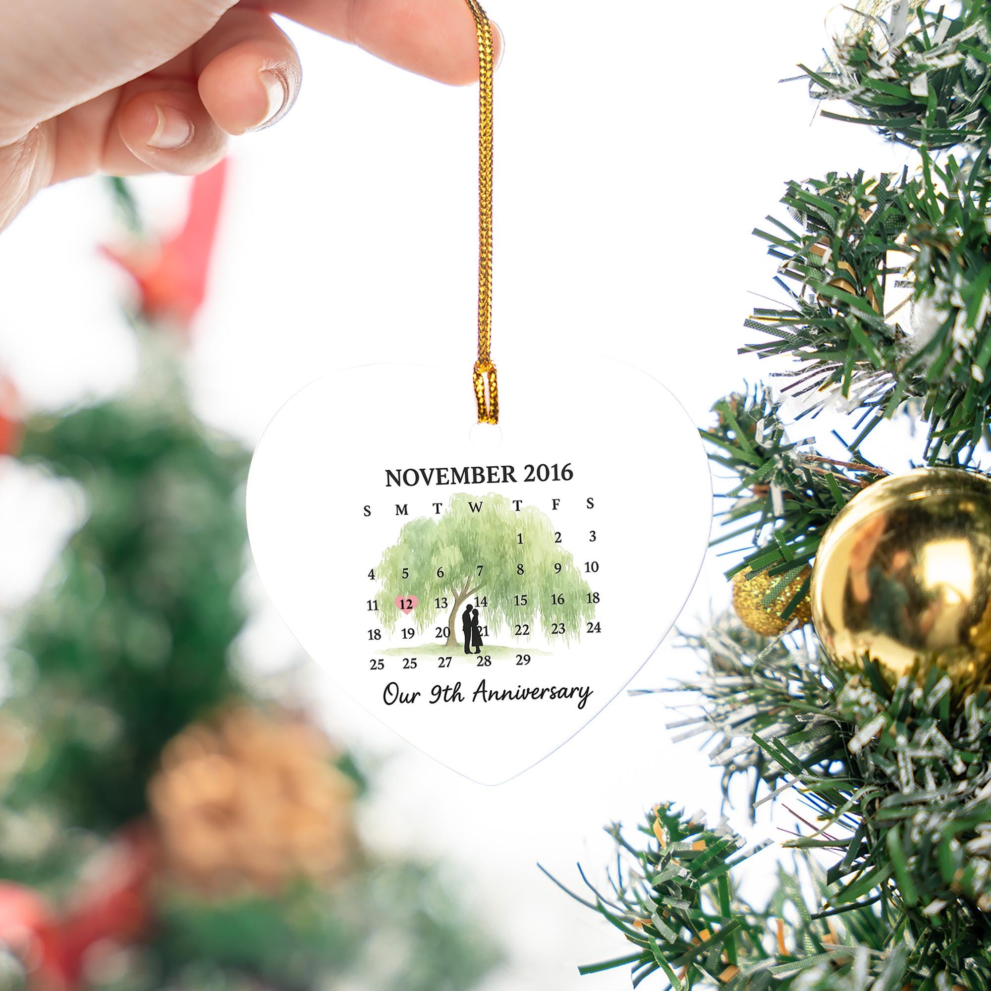 Willow Tree Anniversary Ornament – Personalized Heart Ceramic Keepsake Gift