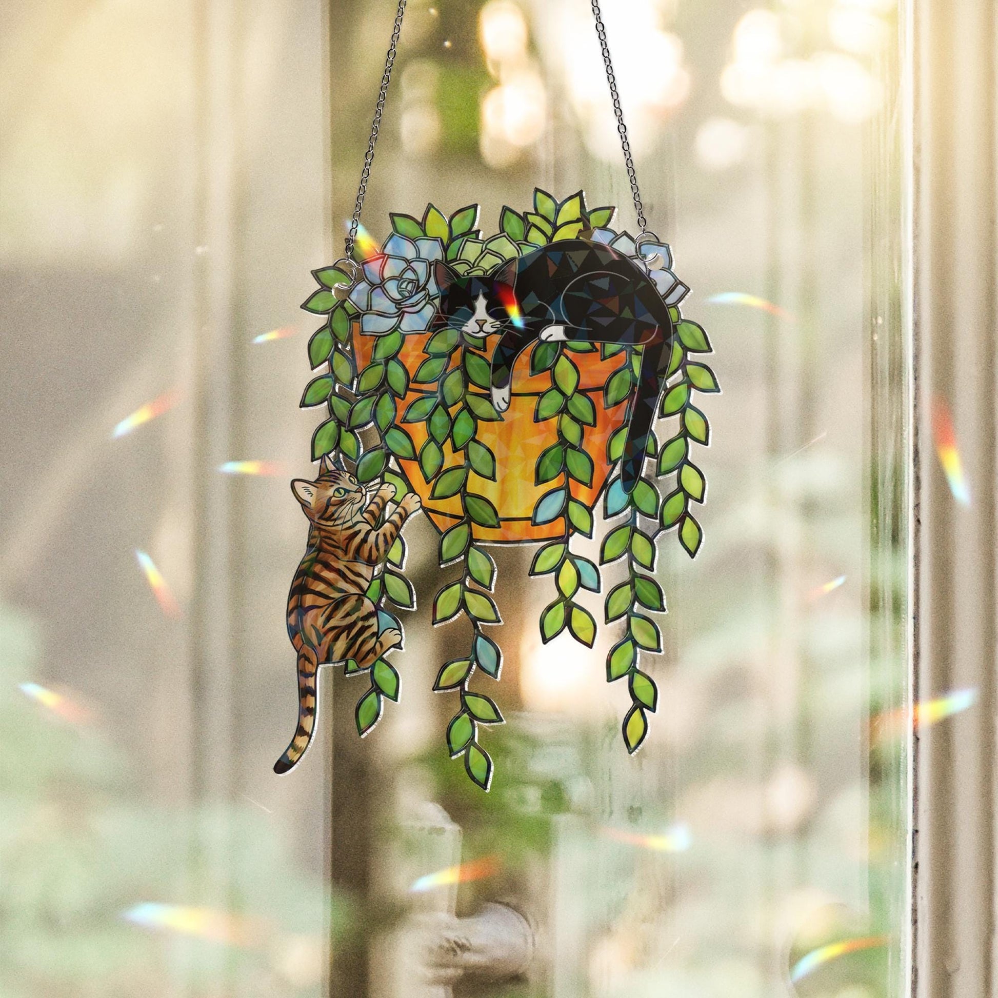 Custom Cat Breed Suncatcher – Holographic Window Hanging for Cat Lovers