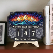 Mountain Book Tracker Sign – Personalized Reading Progress Display
