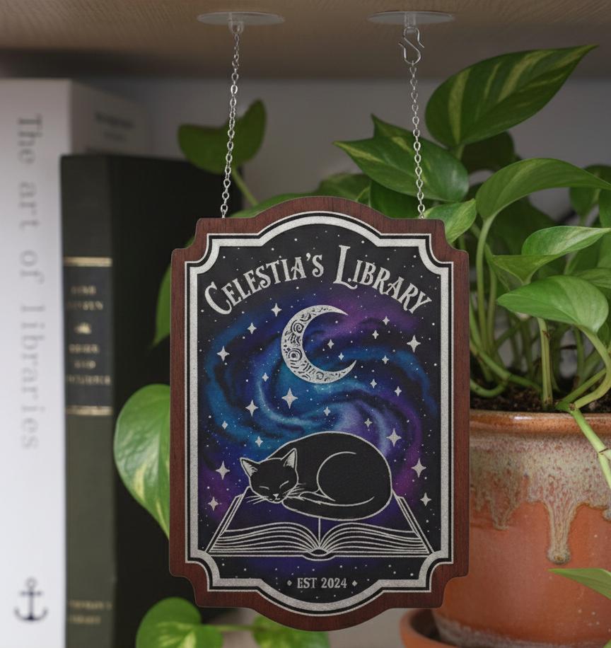 Custom Bookshelf Sign Personalized Wooden Library Reading Room Decor