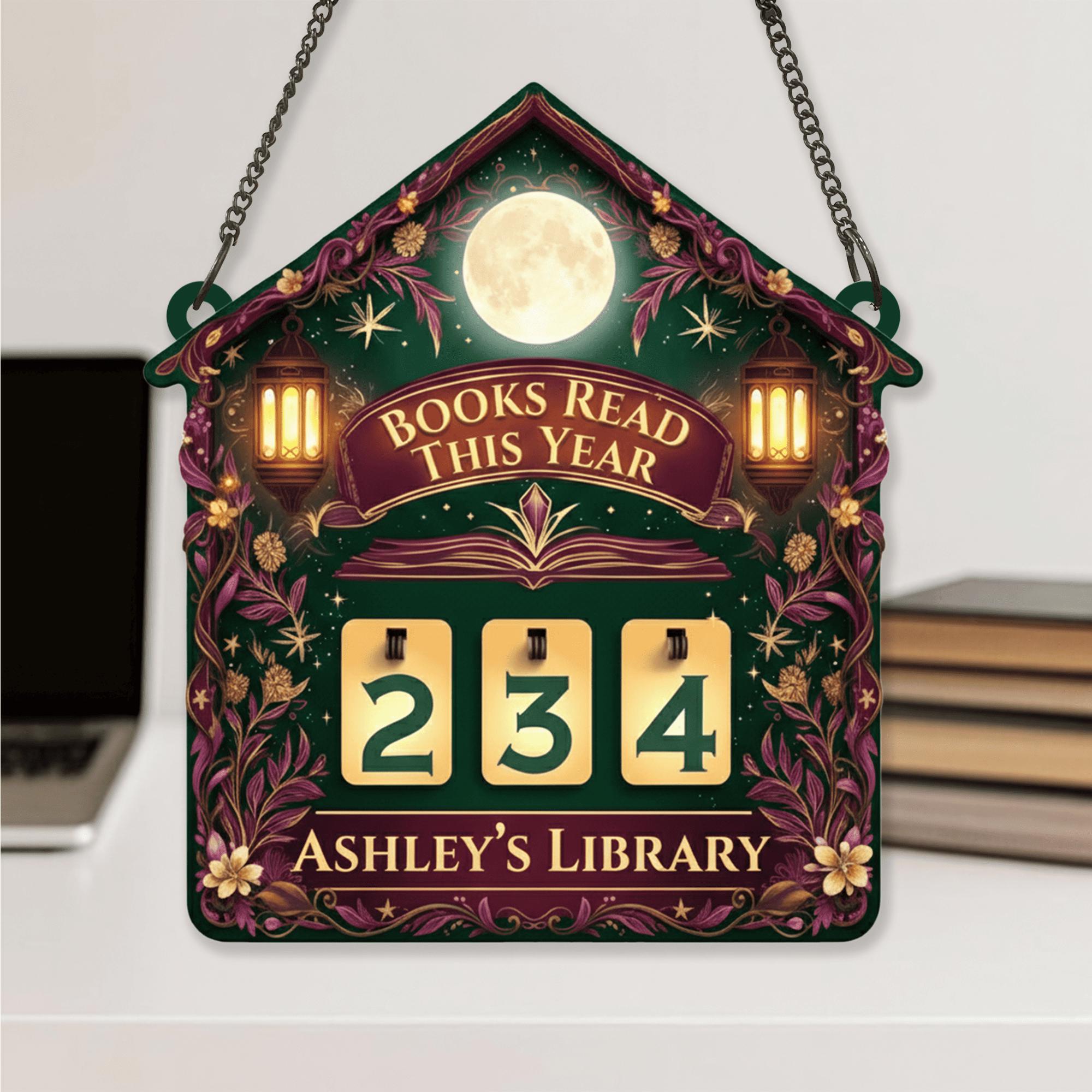 Moon Book Tracker Sign – Personalized Reading Progress Display