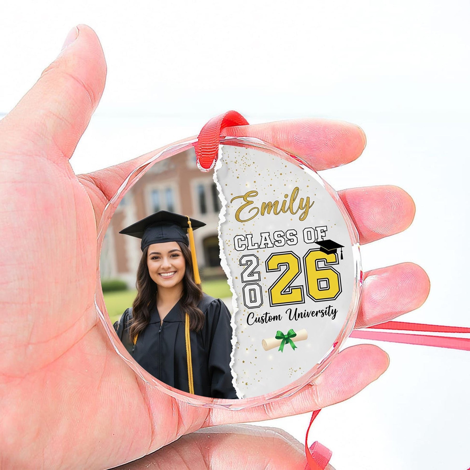 Personalized Graduation Glass Ornament – Class of 2026 Custom Acrylic Keepsake