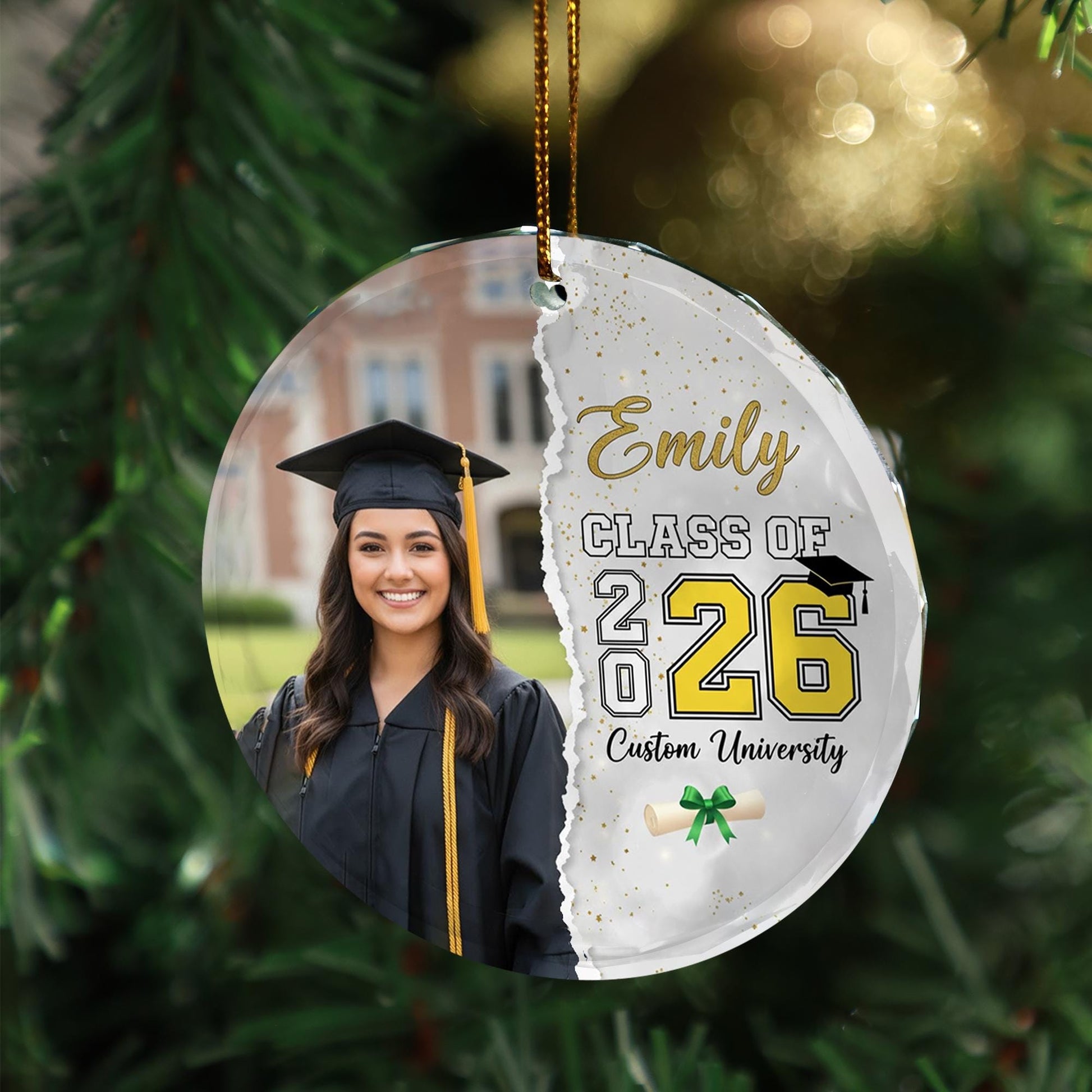 Personalized Graduation Glass Ornament – Class of 2026 Custom Acrylic Keepsake