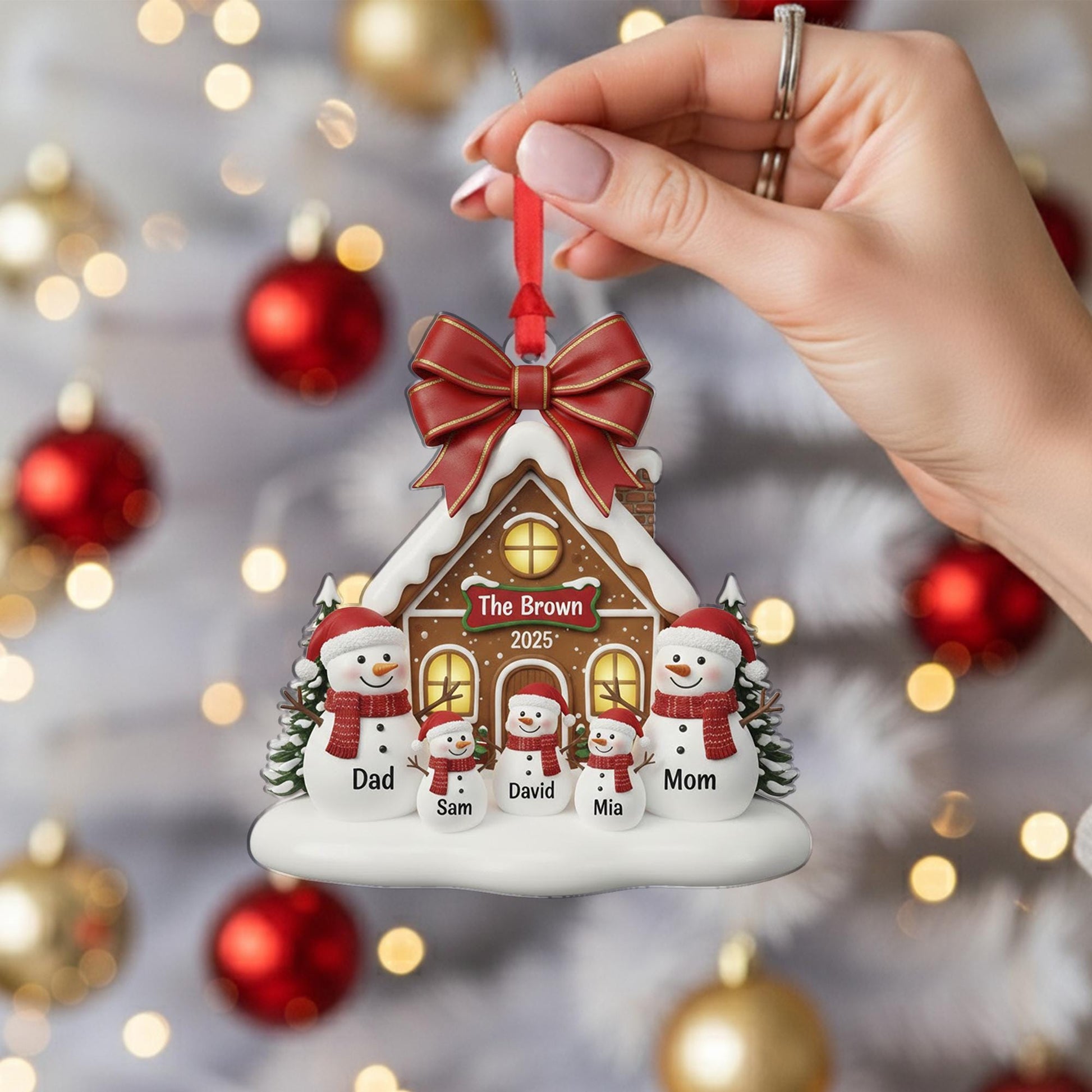 Personalized Snowman House Ornament – Acrylic Family Name Keepsake