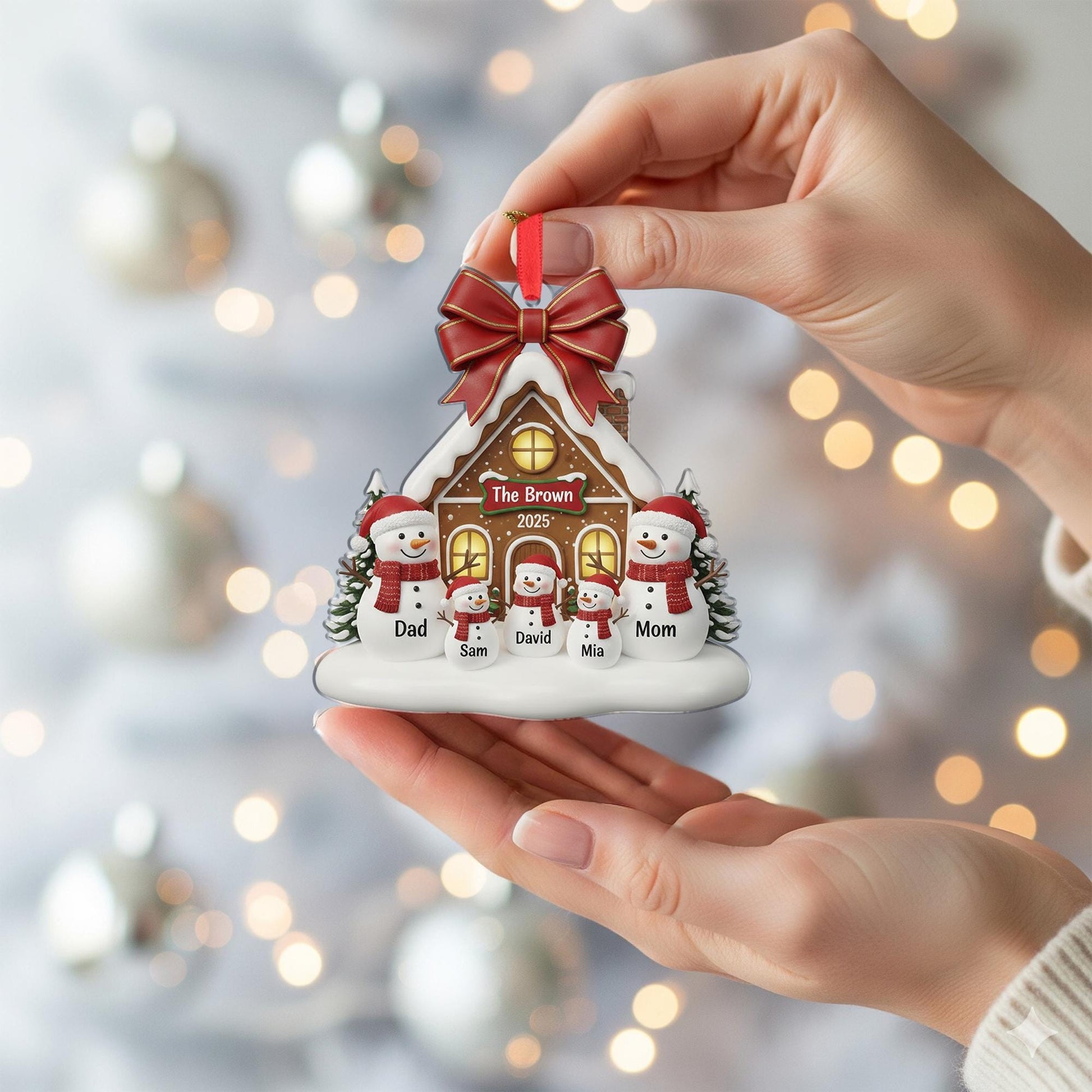 Personalized Snowman House Ornament – Acrylic Family Name Keepsake