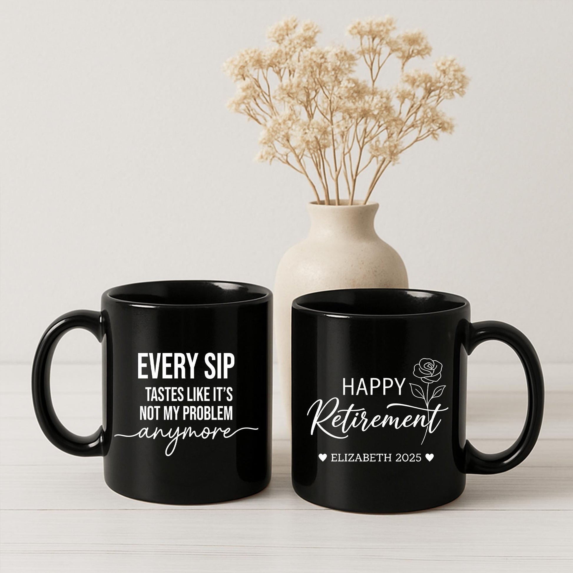 Custom Birth Month Retirement Mug, Personalized Coffee Cup with Name and Year Design