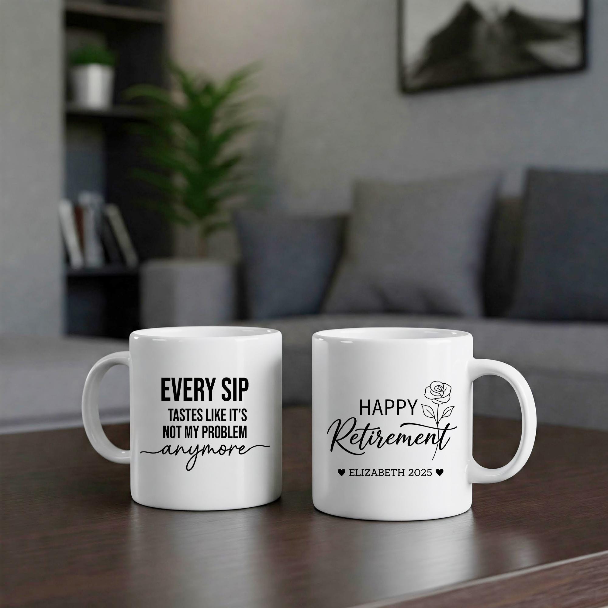Custom Birth Month Retirement Mug, Personalized Coffee Cup with Name and Year Design
