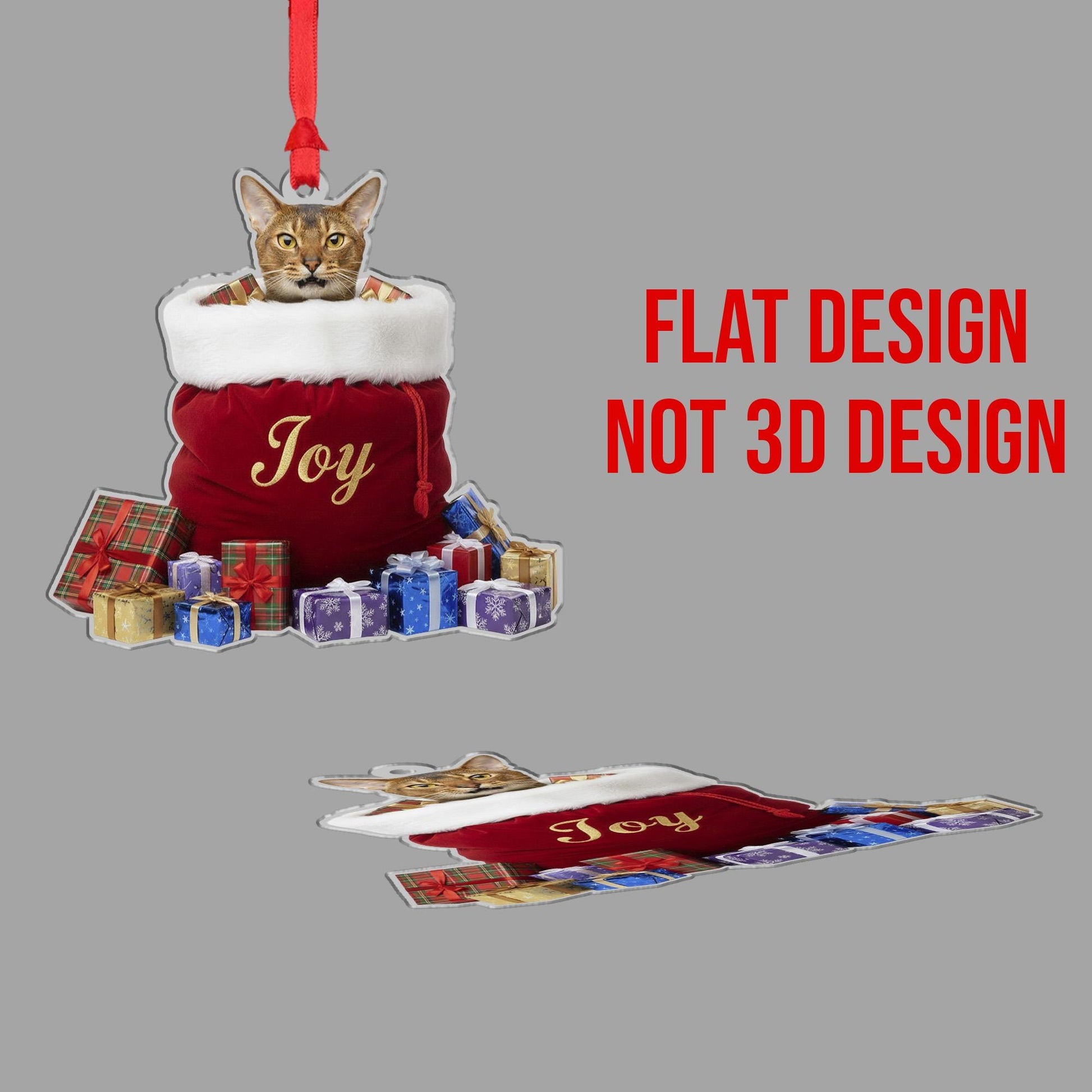 Custom Cat Photo Ornament – Personalized Pet Stocking Decoration